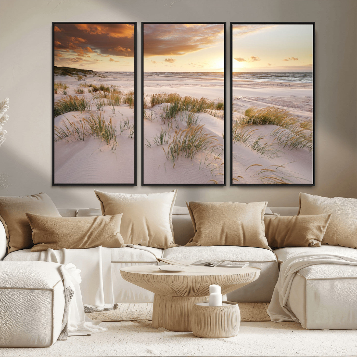 MGV-FC-48X32-3P - Flight Over Coastal Beach Landscape, Flight Over Coastal Beach Print Canvas Wall Art