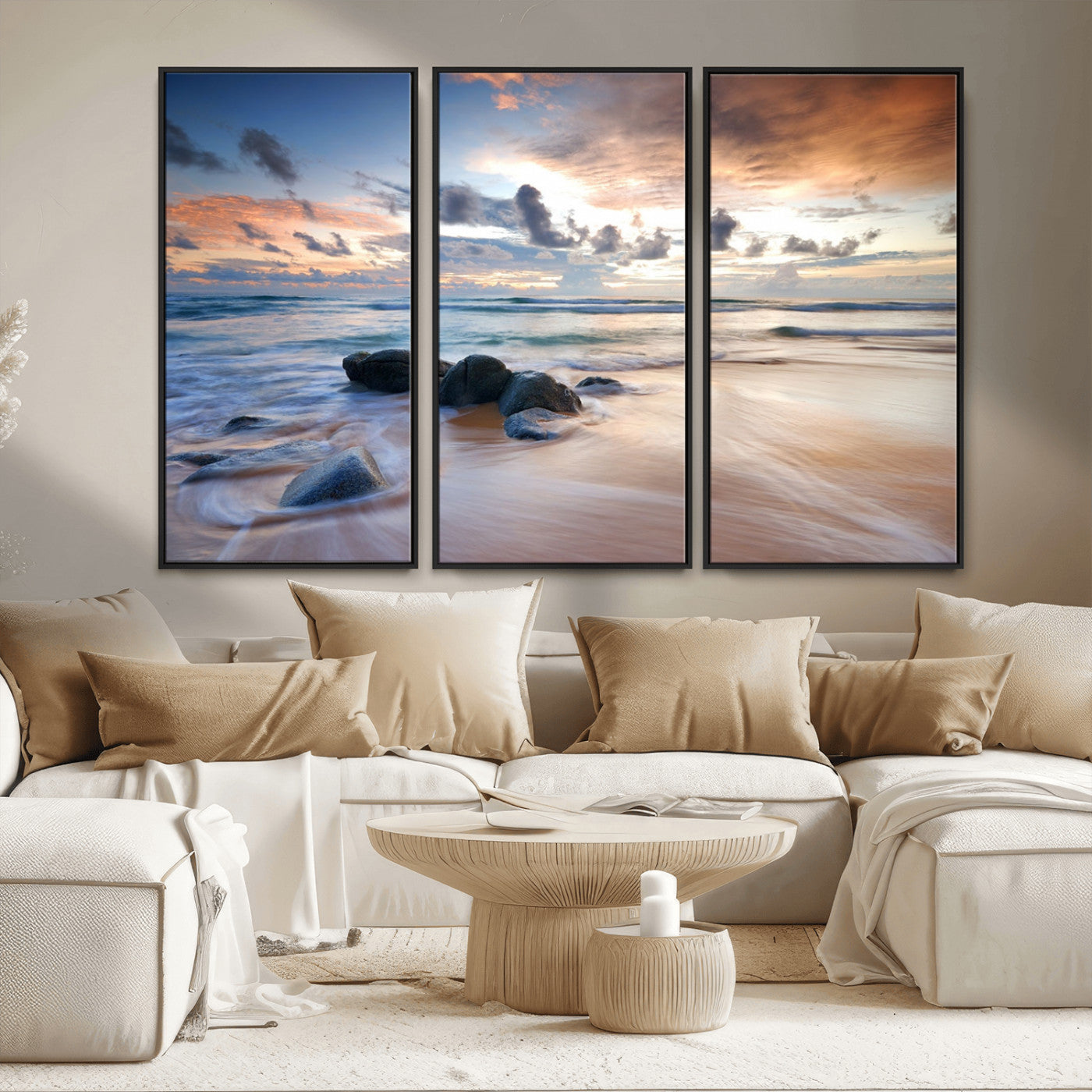 MGV-FC-48X32-3P - Serene Weather On The Beach Wall Art Canvas Print