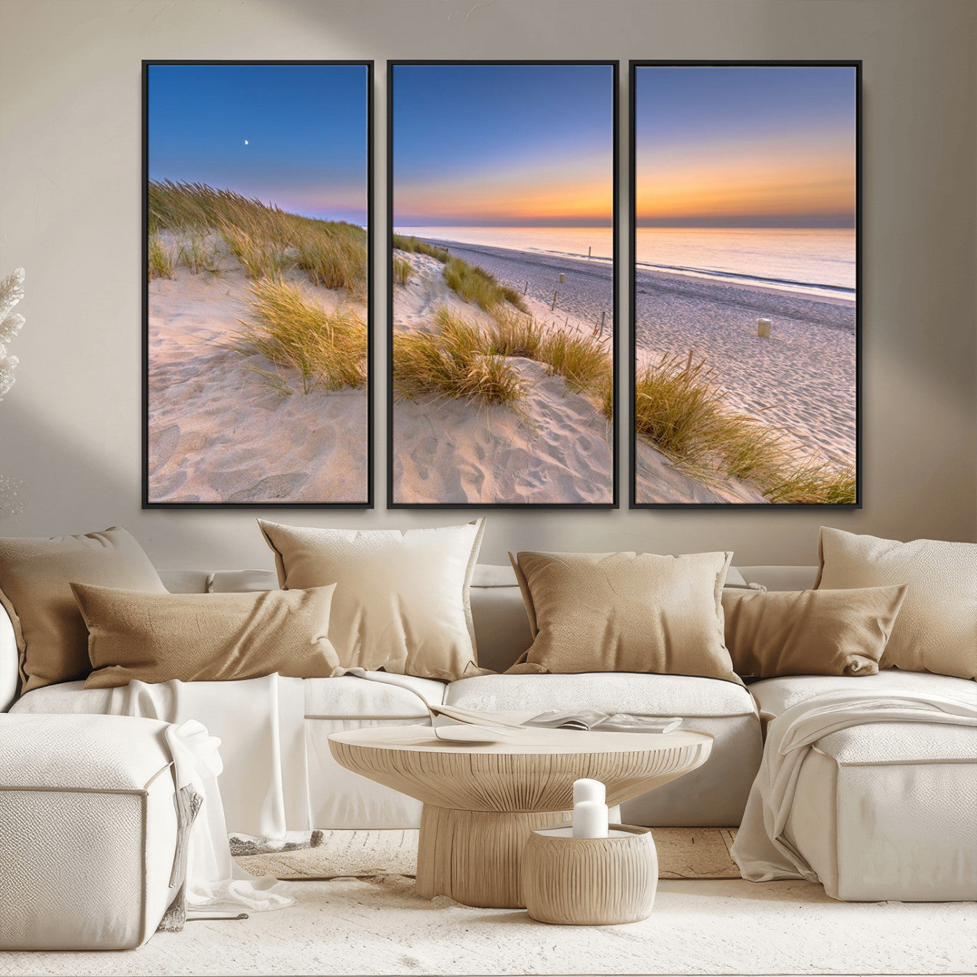 79397-MGV-FC-48X32-3P_Black-Sunrise On The Beach Wall Art Canvas Print