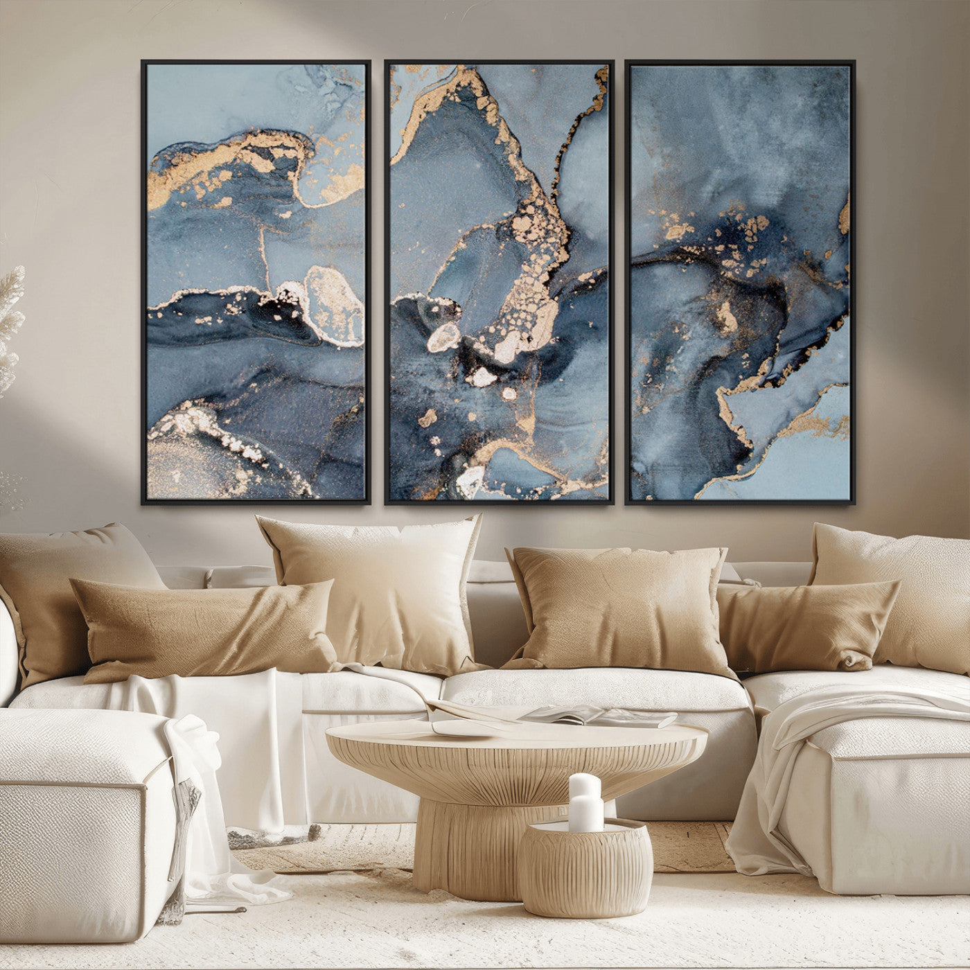 MGV-FC-48X32-3P - Multipanel Marble Fluid Effect Wall Art Abstract Canvas Wall Art Print