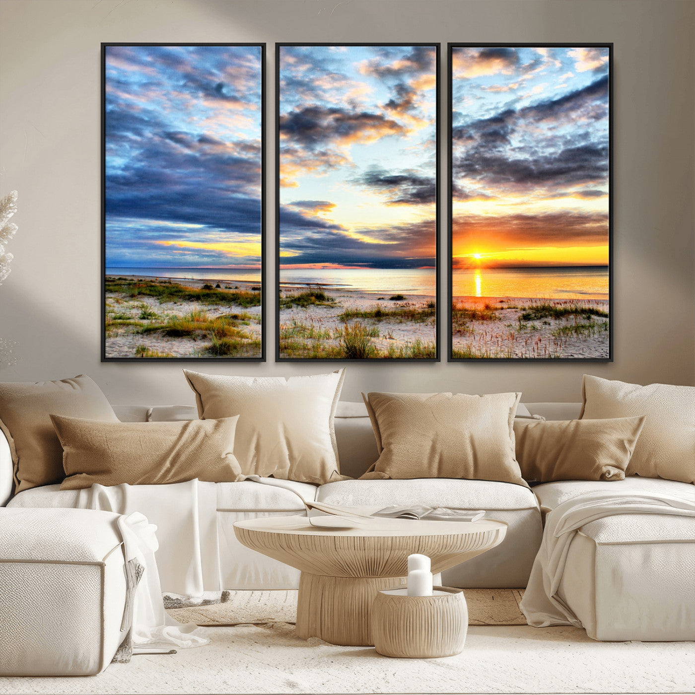 MGV-FC-48X32-3P - Sunset On The Ocean Wall Art Canvas Print
