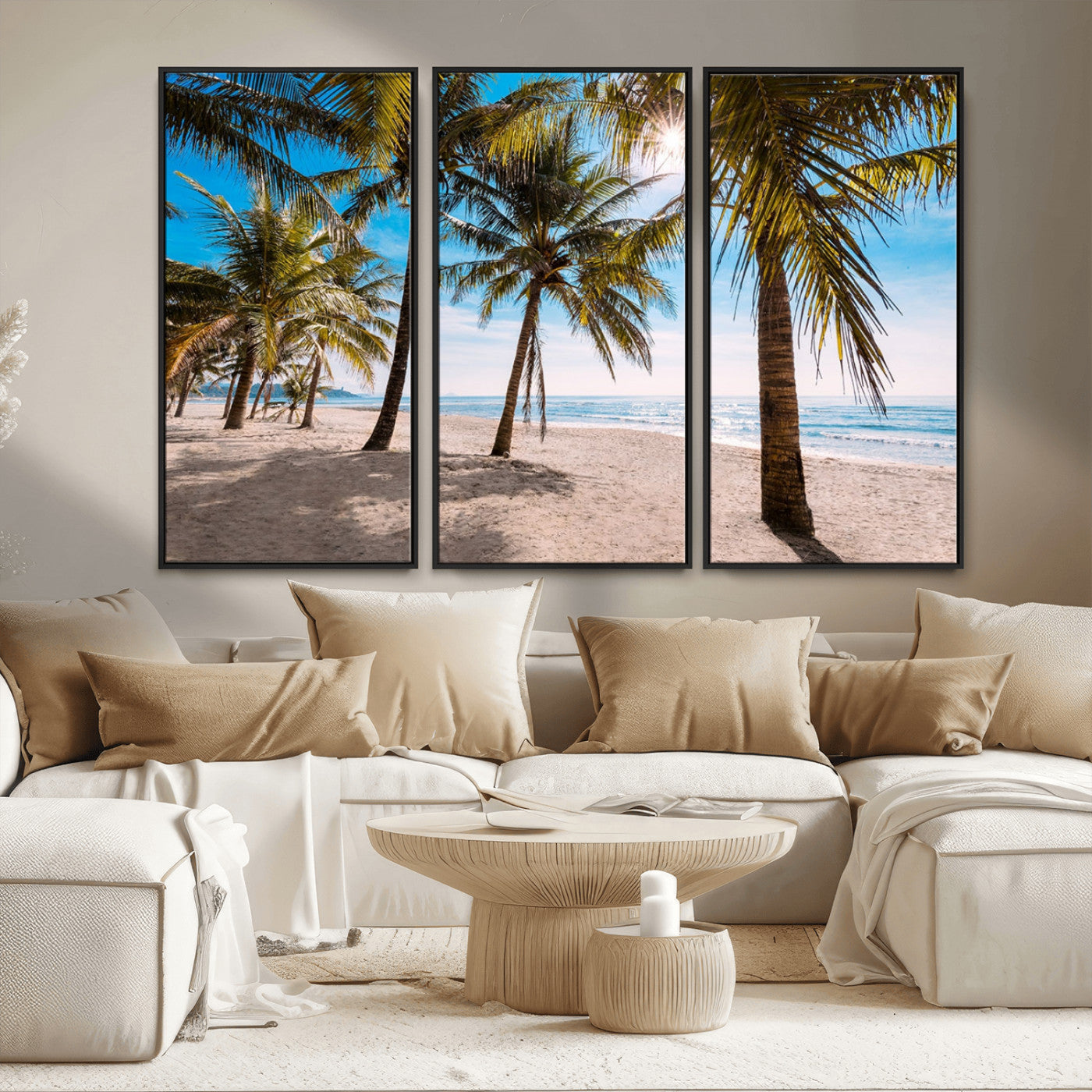 MGV-FC-48X32-3P - Palm Beach Tropical Island Wall Art Canvas Print