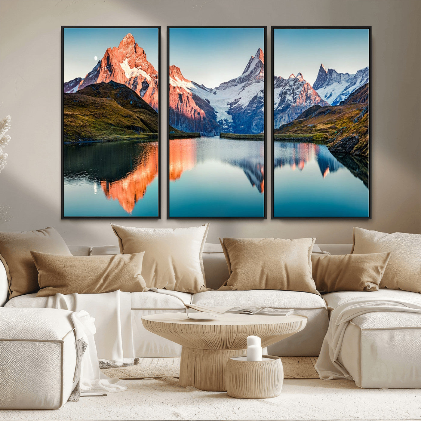 MGV-FC-48X32-3P - Landscape Mountain and Lake View Wall Art Canvas Print
