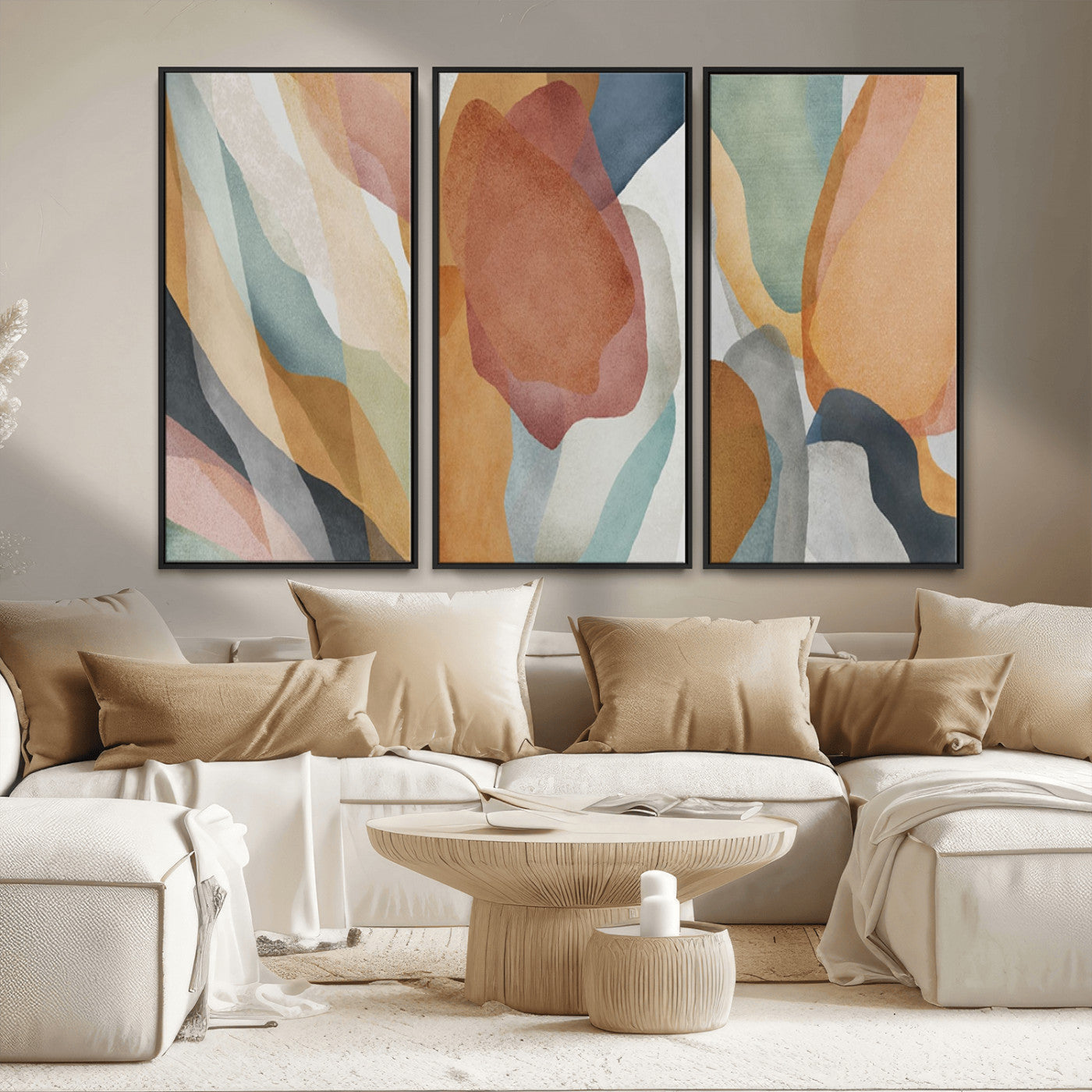 MGV-FC-48X32-3P - Boho Wall Art Canvas Print Set, Watercolor Boho Wall Art Canvas