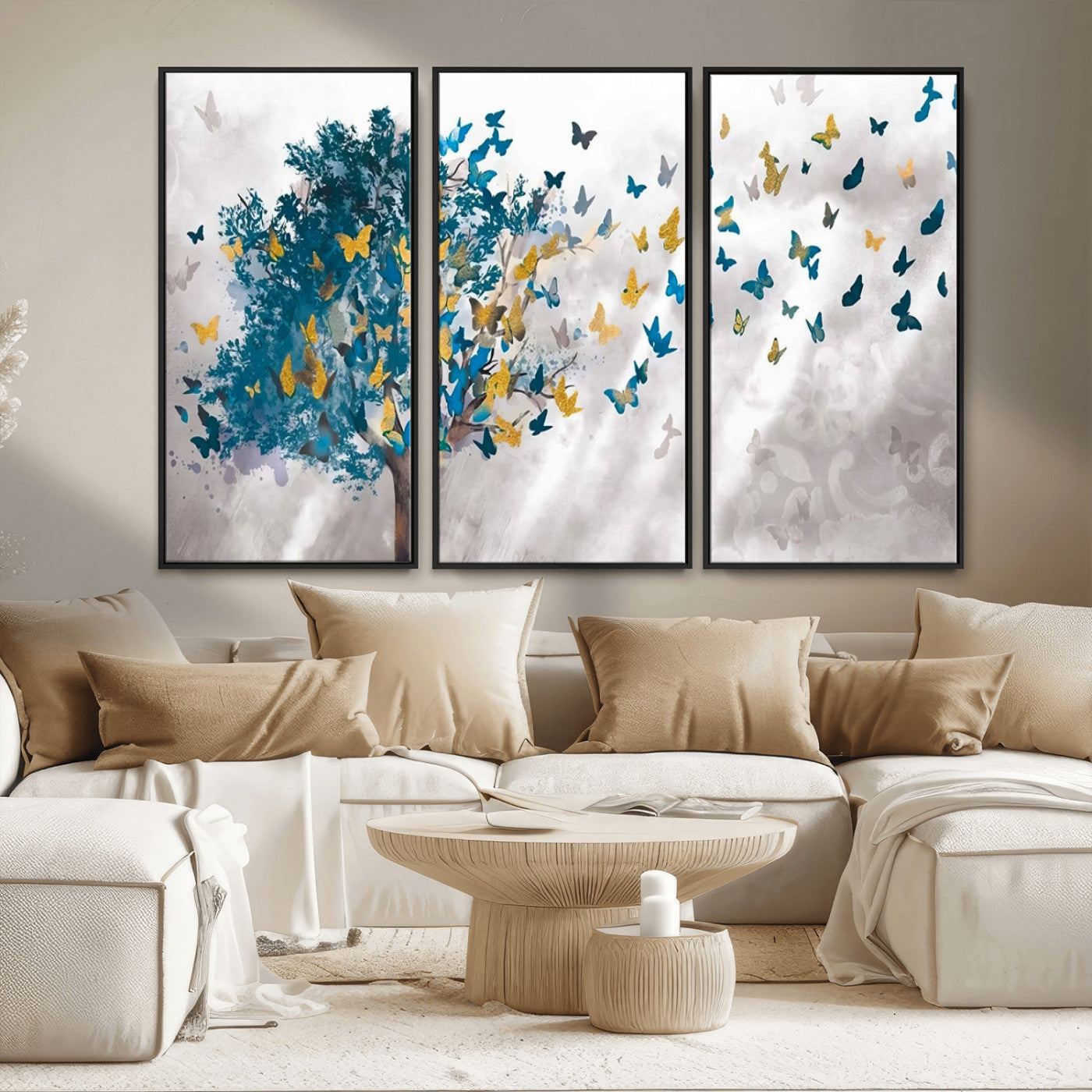 MGV-FC-48X32-3P - Tree Butterfly Abstract Tree and Butterfly Wall Art Canvas Print