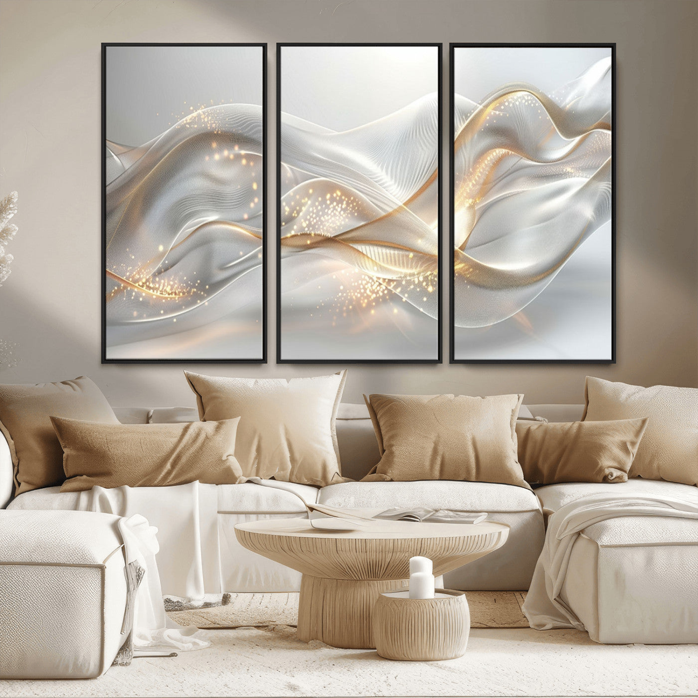 Lines2-MGV-FC-48X32-3P_Black-Abstract art Grey and Gold Lines Wall Art
