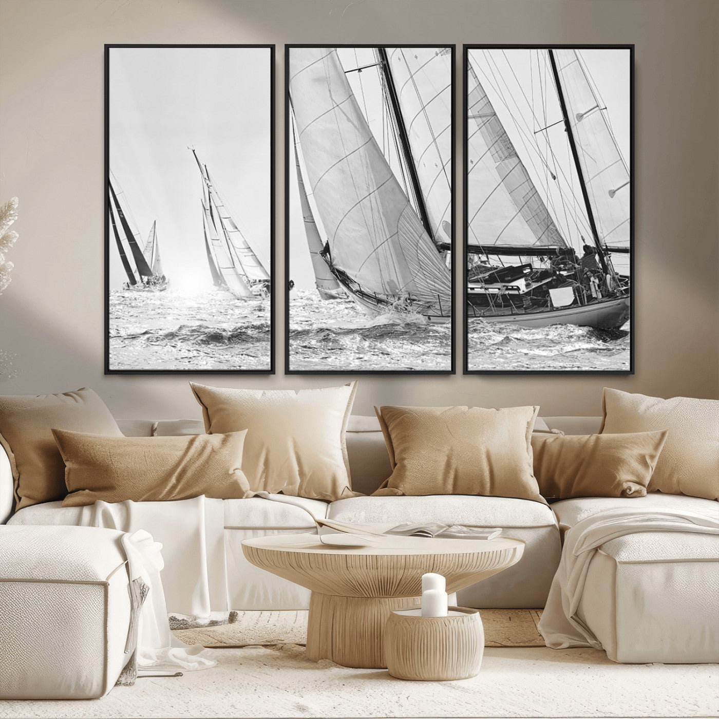 MGV-FC-48X32-3P - Yacht Sailboat Regatta Canvas Wall Art Canvas Print