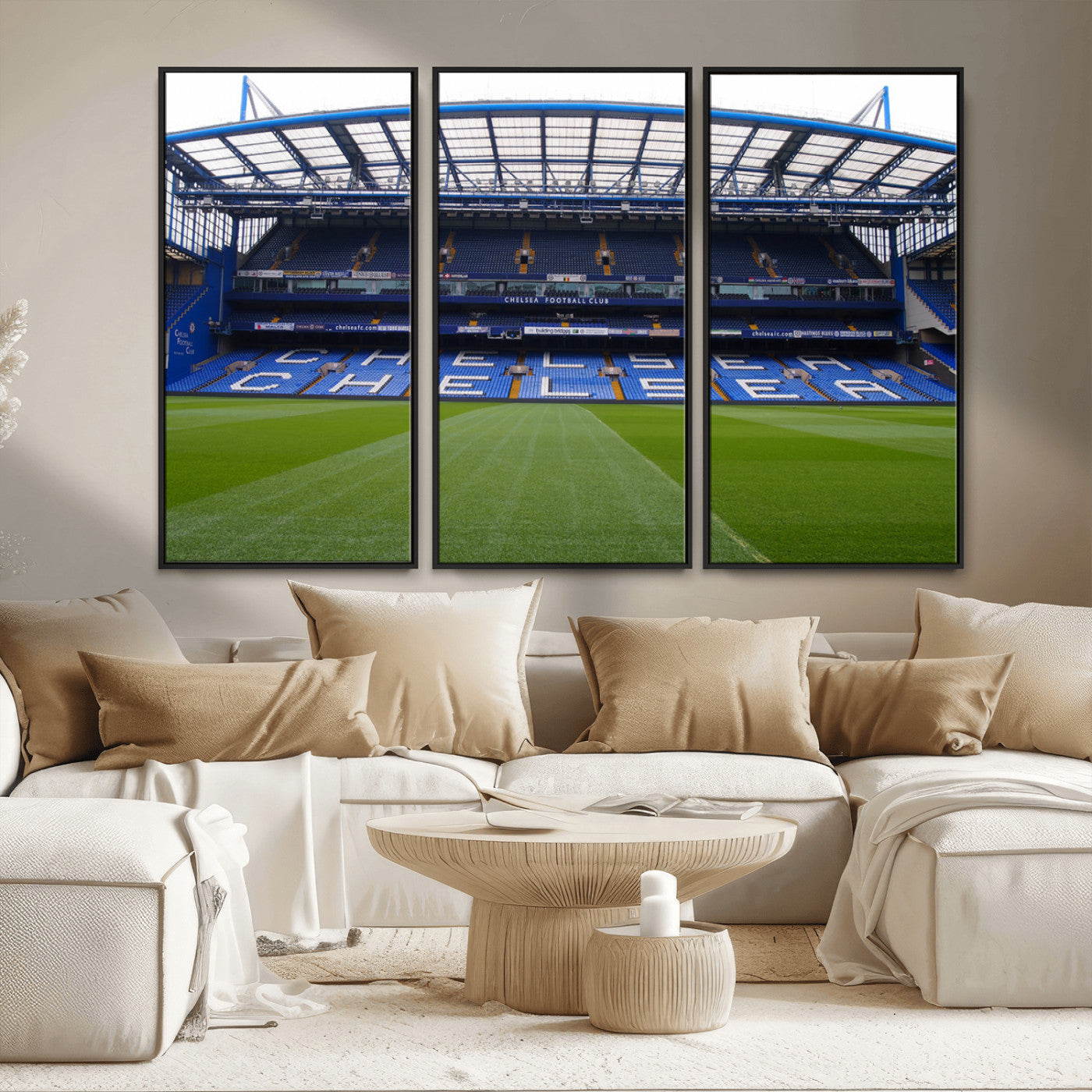 MGV-FC-48X32-3P - Chelsea FC Soccer Team Print - Stamford Bridge Stadium Wall Art Canvas Print