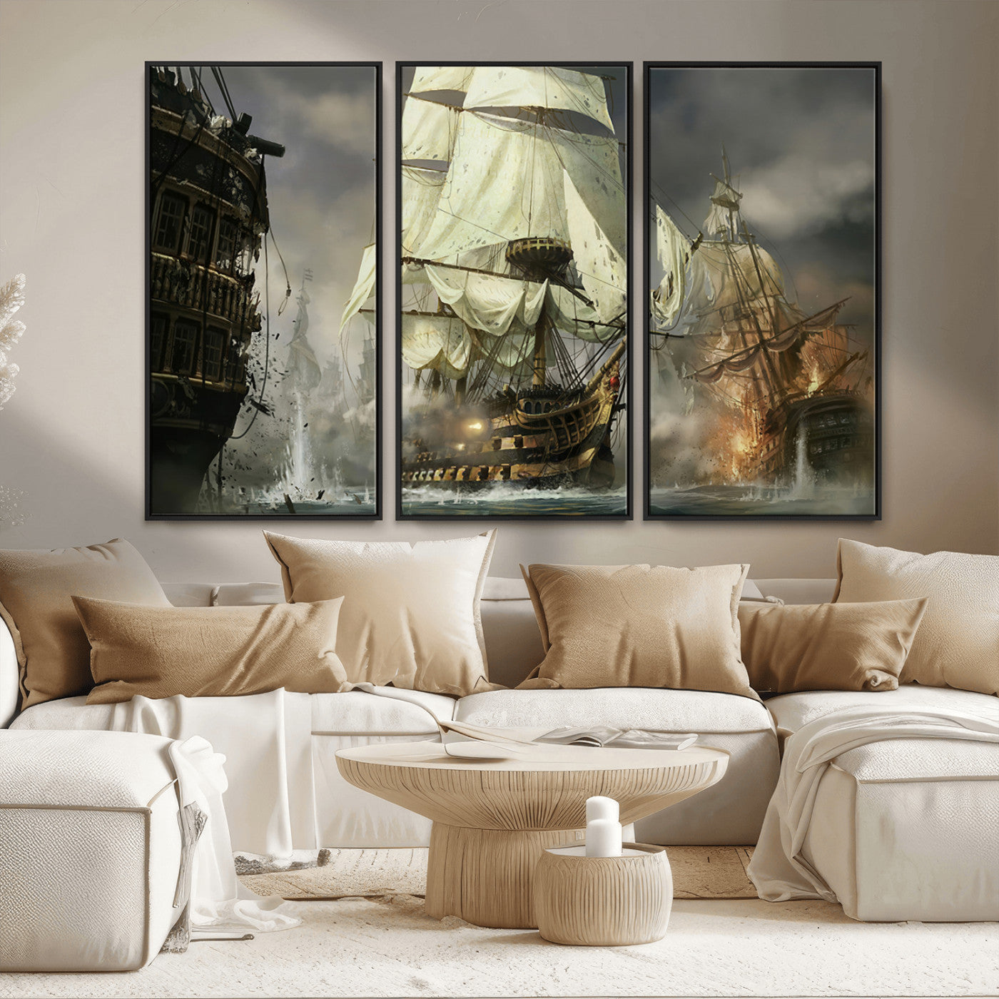 MGV-FC-48X32-3P - Pirate Ship War Wall Art Canvas Print