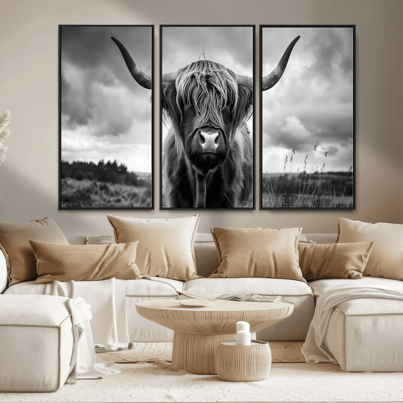 -Scottish Cow Wall Art Canvas Print | Longhorn Wall Art | Bighorn Animal Wall Art
