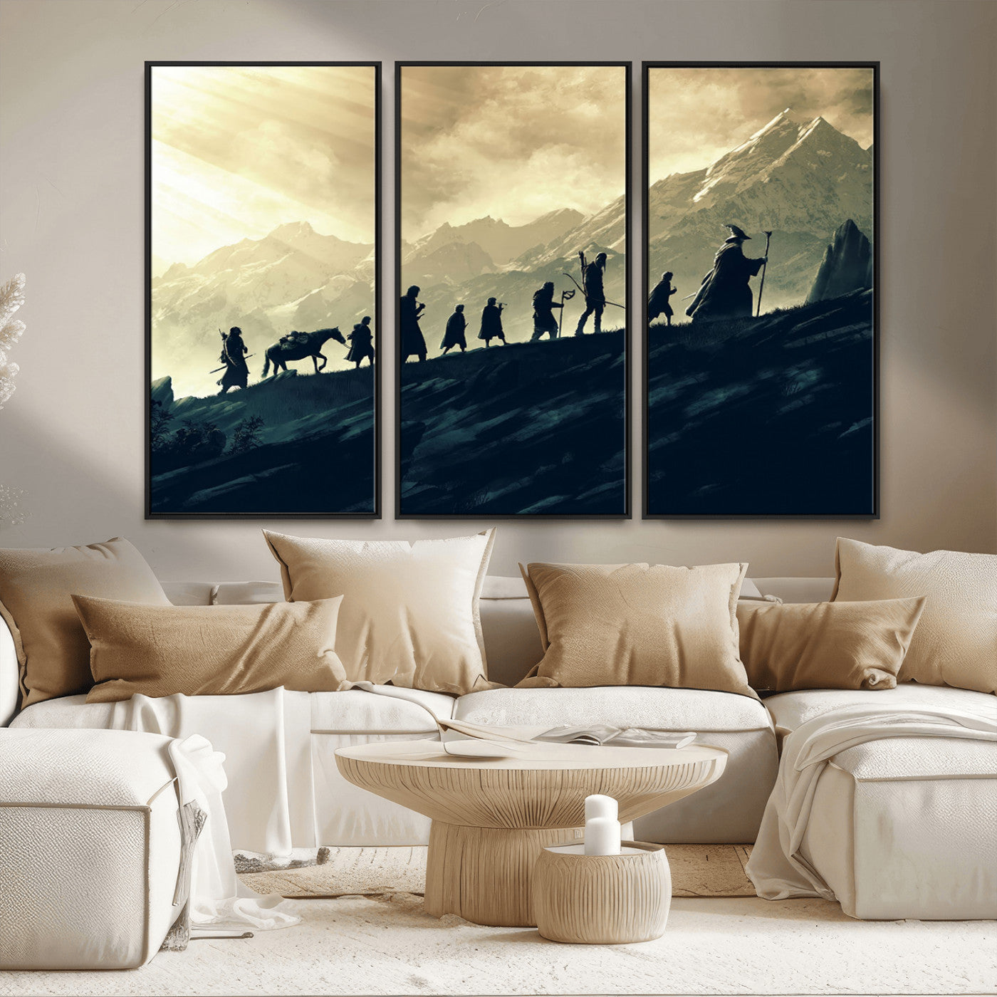 41574-MGV-FC-48X32-3P_Black-Lord of the Rings Silhouette Wall Art Capturing the Epic Quest Through Middle-Earth - The