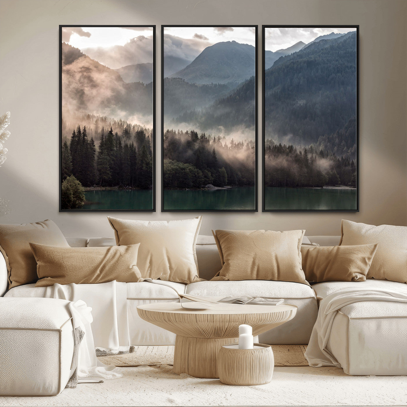 MGV-FC-48X32-3P - Foggy Mountain Canvas Print Forest Wall Art