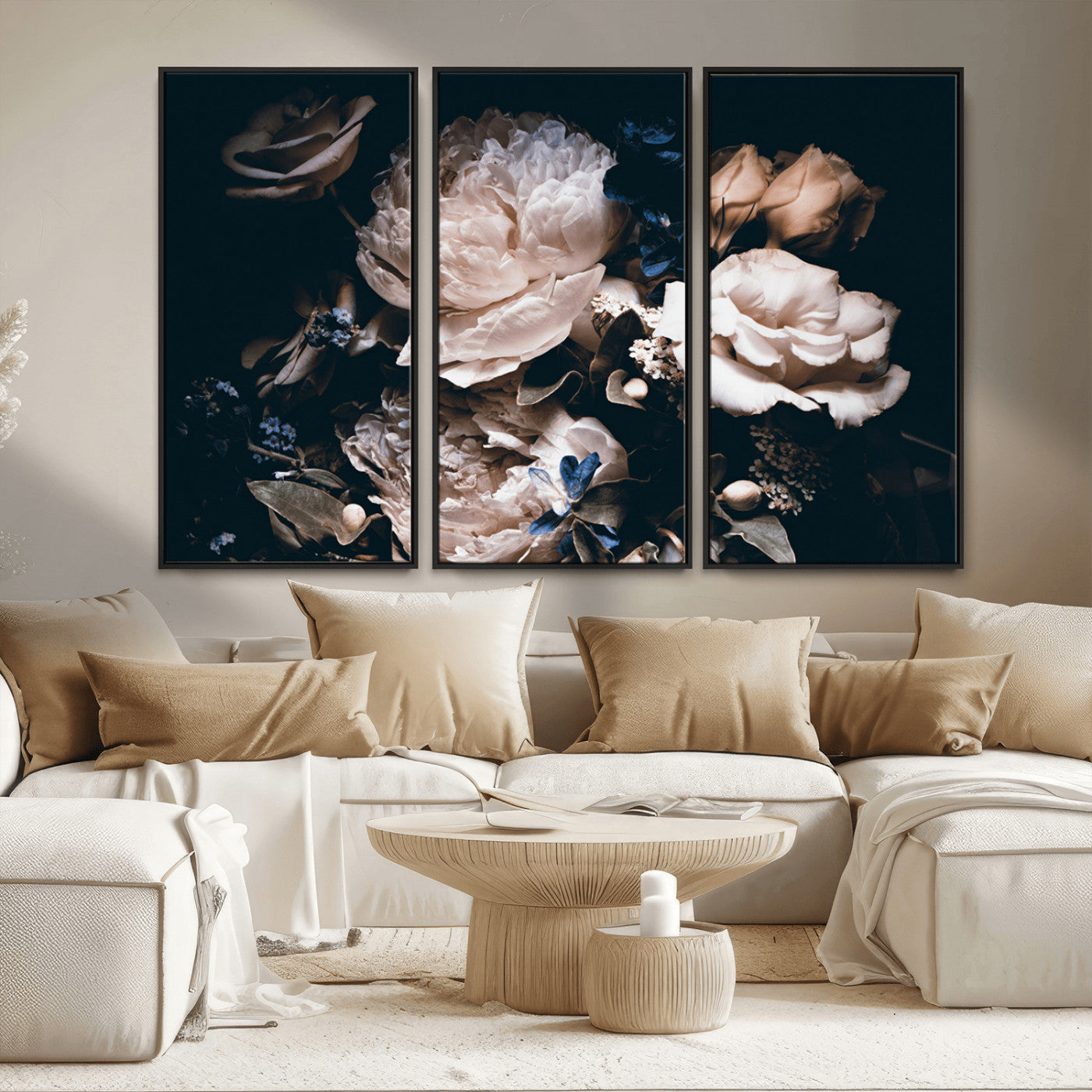 MGV-FC-48X32-3P - Pink Peonies Flowers Large Canvas Art Print