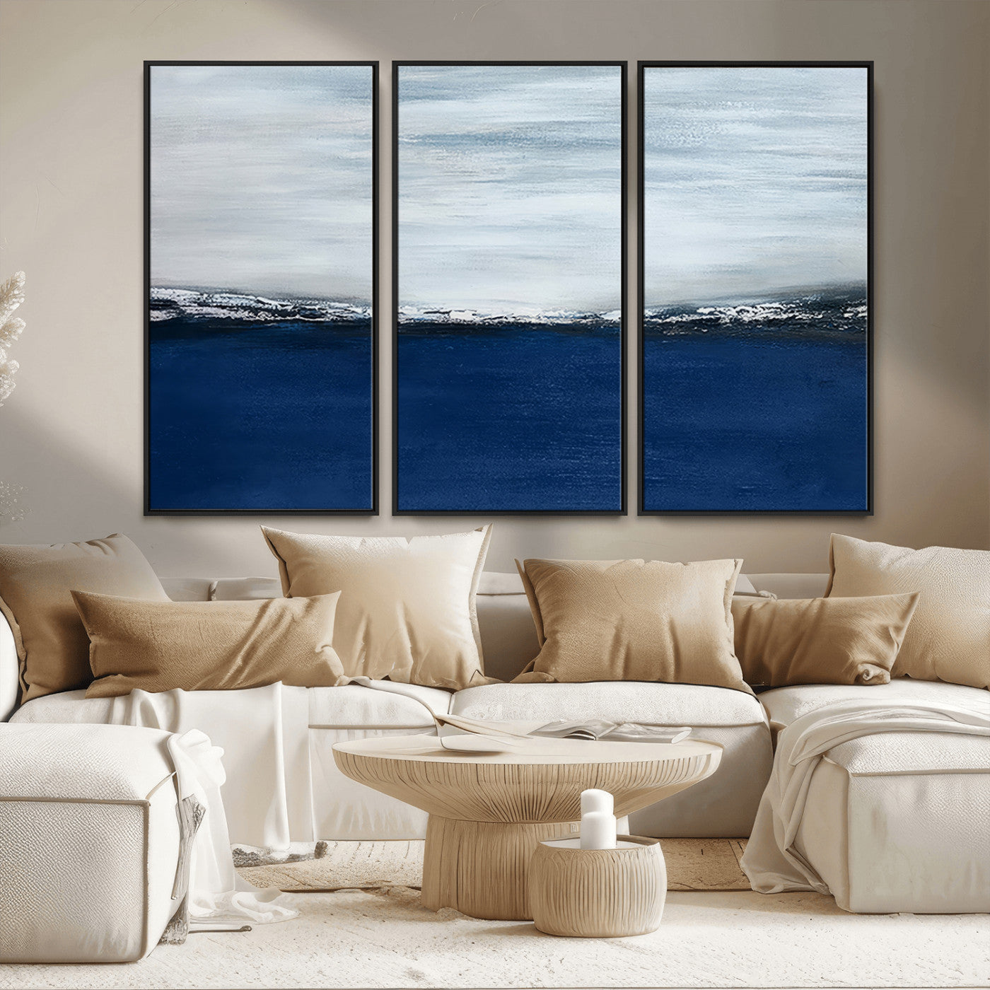 MGV-FC-48X32-3P - Navy Blue Abstract Wall Art Canvas Print