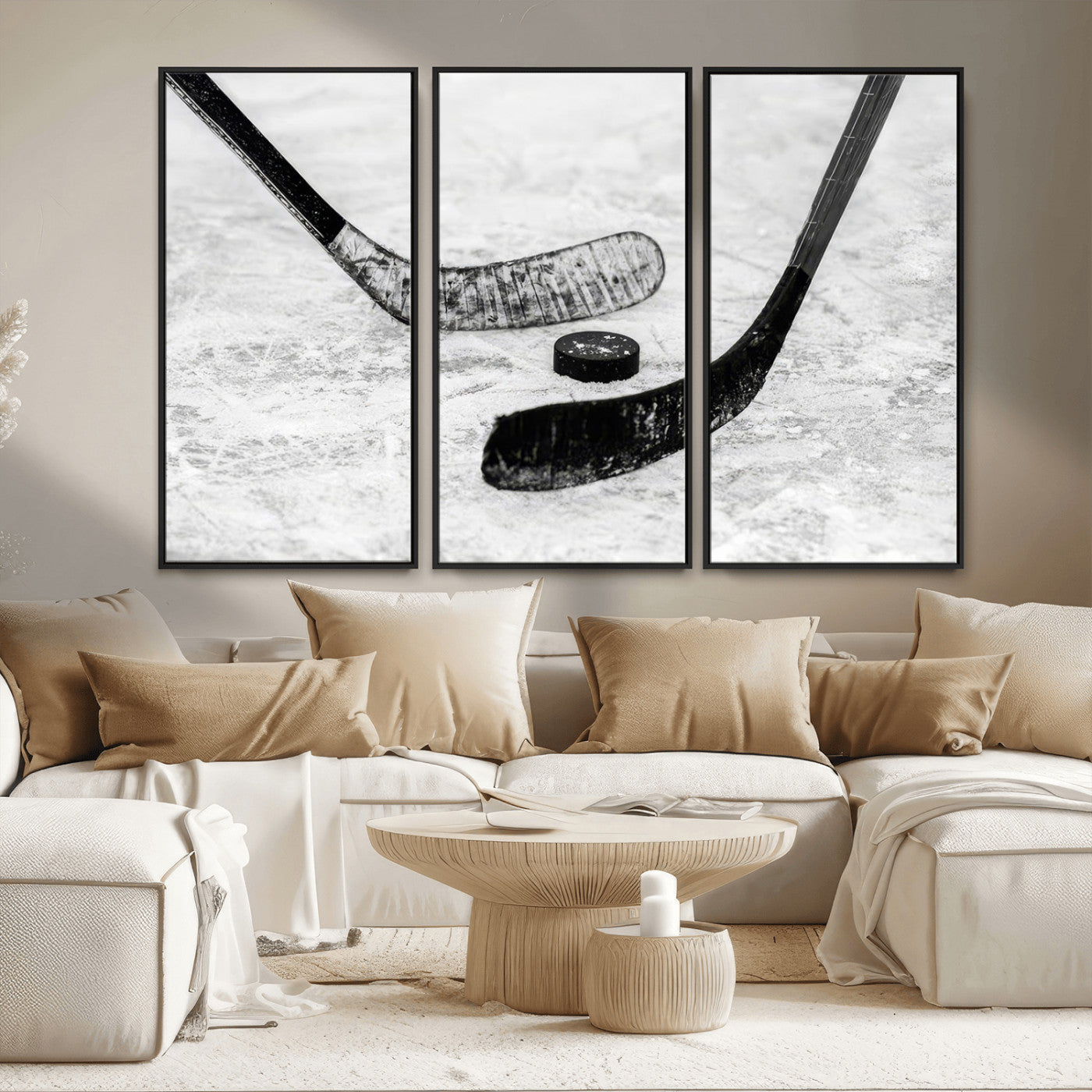 MGV-FC-48X32-3P - Winter Ice Hockey Sport Canvas Wall Art Print - Hockey Wall Art Print