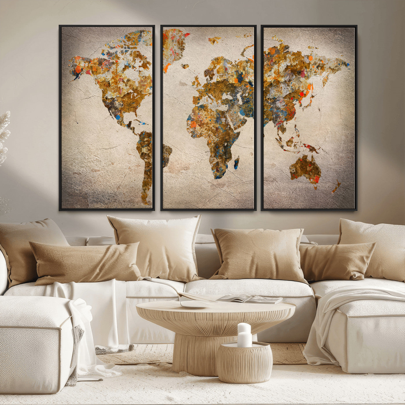 MGV-FC-48X32-3P - Push Pin World Map Canvas Print – Framed Wall Art for Couples to Track Their Travels – Anniversary