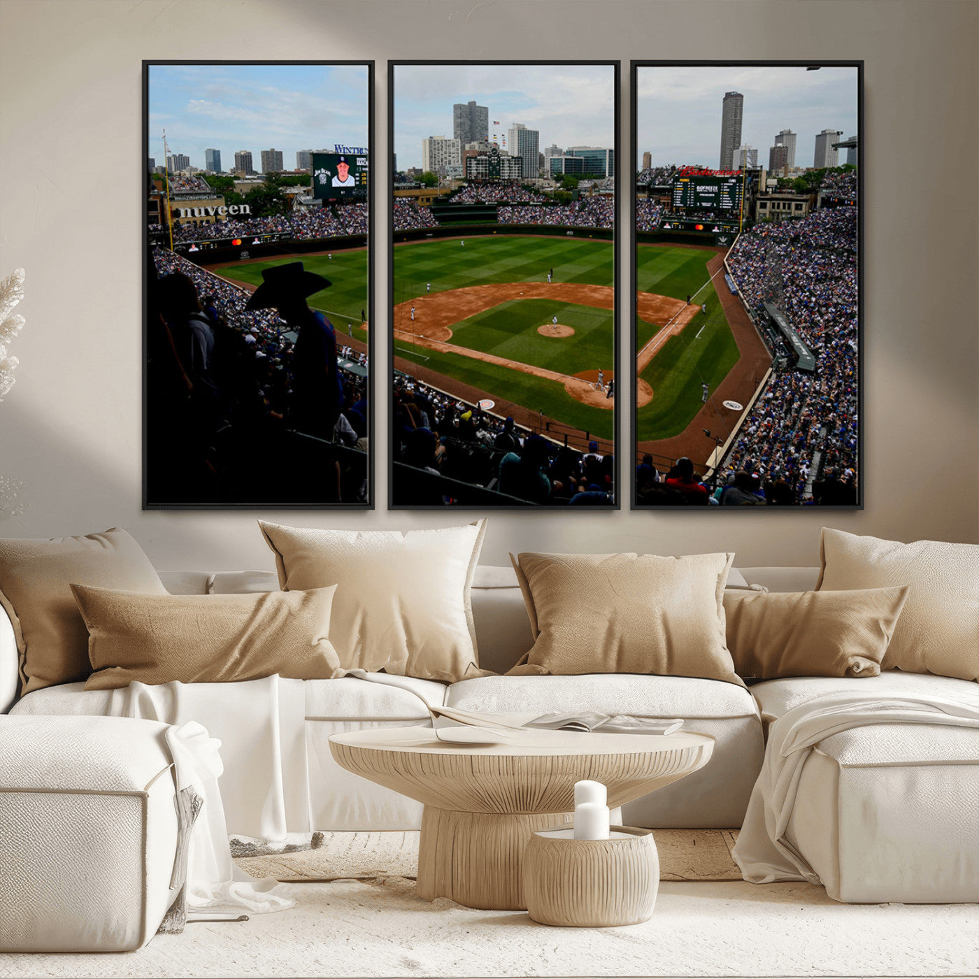MGV-FC-48X32-3P - Chicago Cubs Baseball Team Print - Wrigley Field Stadium Wall Art Canvas Print