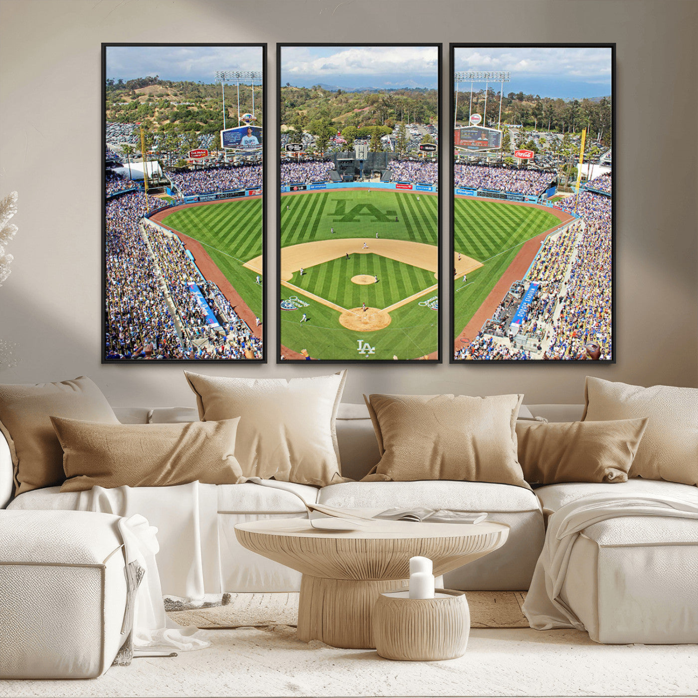 MGV-FC-48X32-3P - Citi Field Wall Art Print | 3-Panel New York Mets Baseball Stadium Canvas Print | Framed Sports Decor for Living Room, Man Cave, or Office