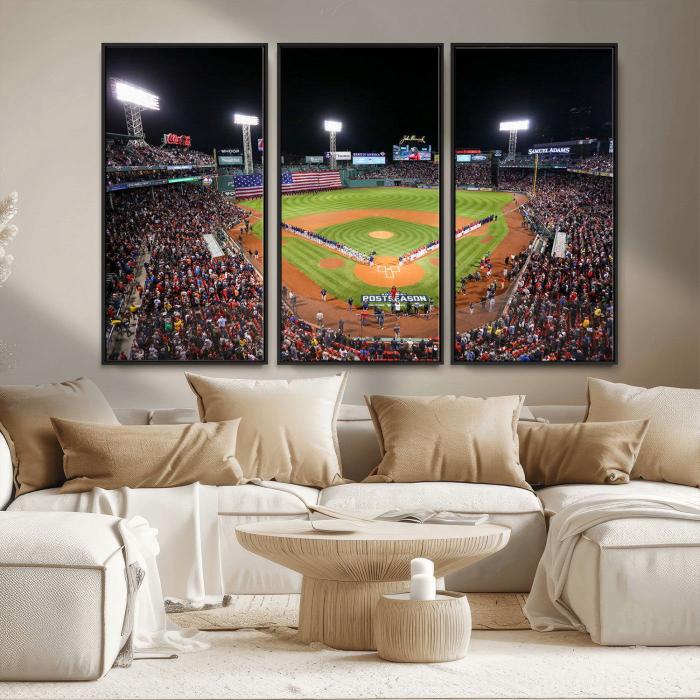 MGV-FC-48X32-3P - Fenway Park Wall Art Canvas Print | Large Baseball Stadium Canvas Print for Boston Red Sox Fans | Framed Ready-to-Hang Boston Sports Decor Artwork