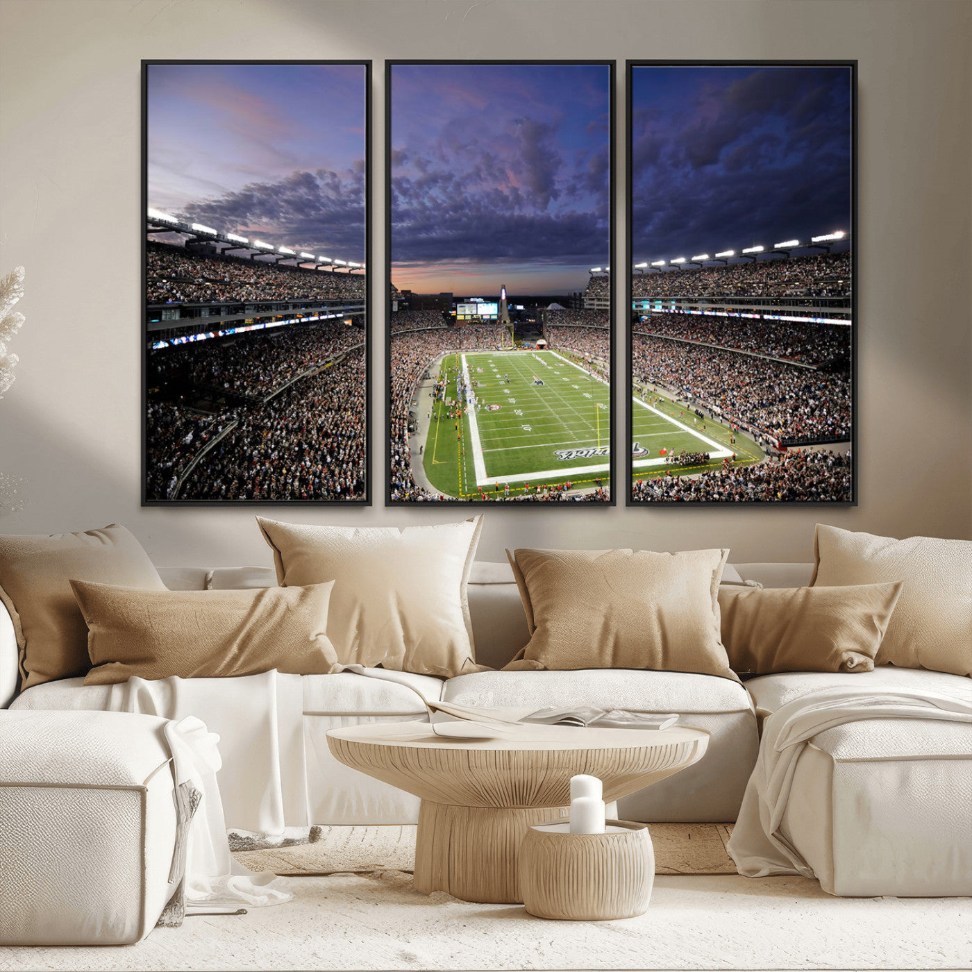 MGV-FC-48X32-3P - New England Patriots Football Team Print - Foxborough Gillette Stadium Wall Art Canvas Print