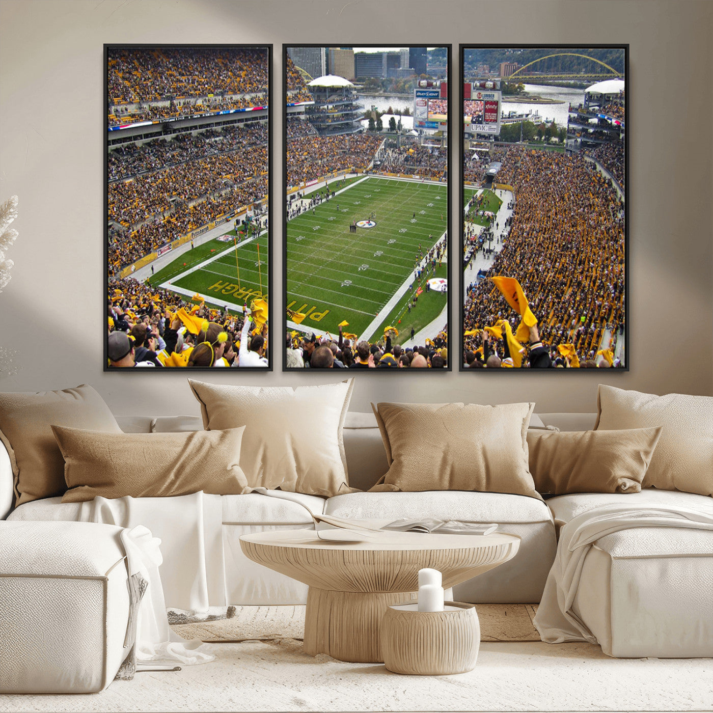 MGV-FC-48X32-3P - Pittsburgh Steelers Football Team Print - Pittsburgh Heinz Field Stadium Wall Art Canvas Print