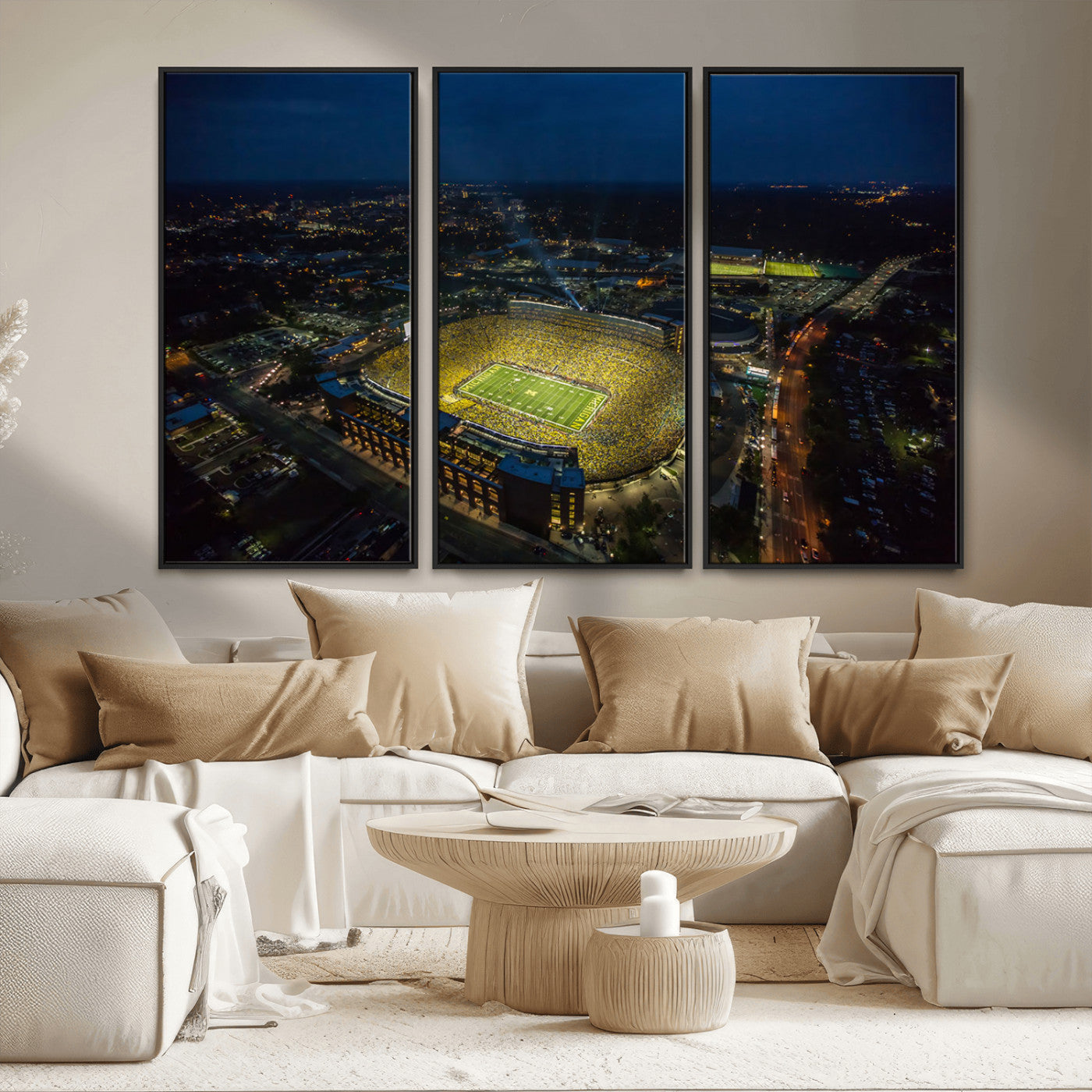 MGV-FC-48X32-3P - Michigan Wolverines Football Team Print - Michigan Stadium Wall Art Canvas Print