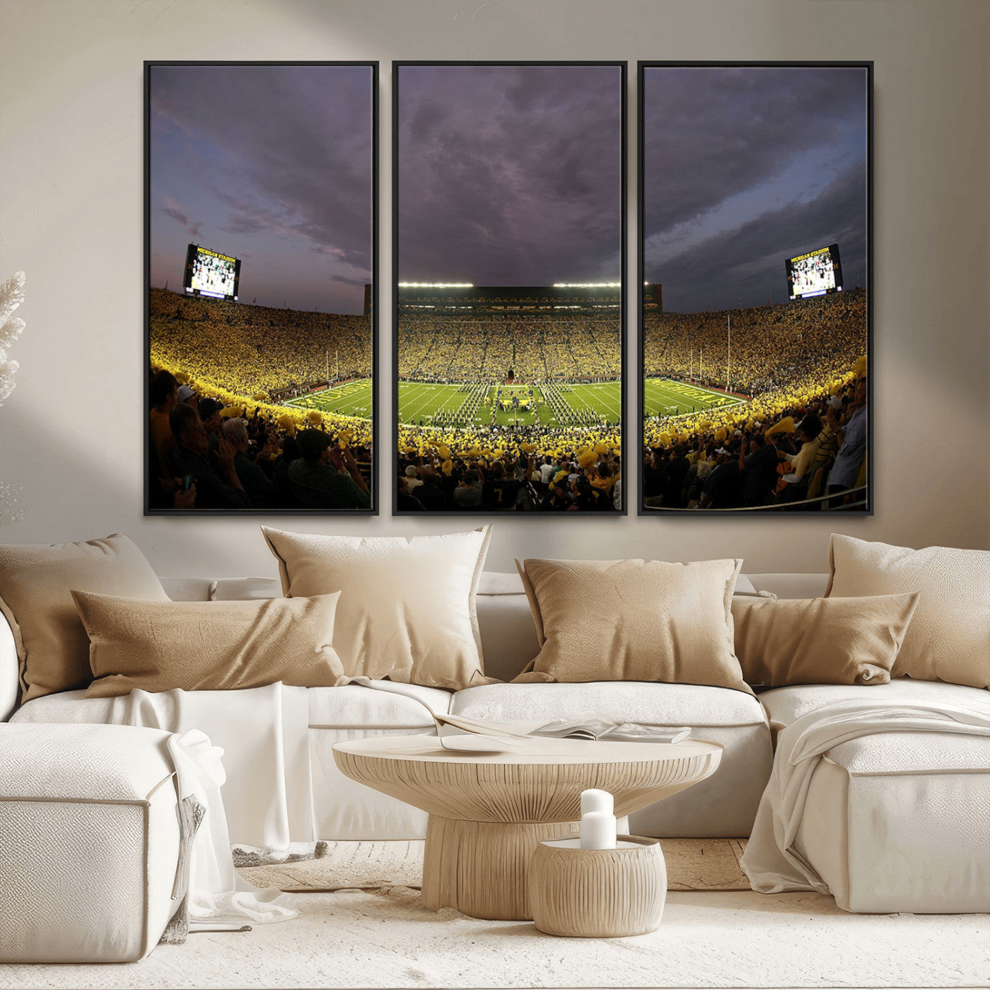 MGV-FC-48X32-3P - Michigan Wolverines Football Team Print - Michigan Stadium Wall Art Canvas Print