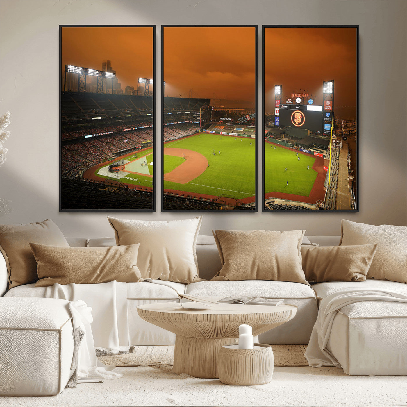 MGV-FC-48X32-3P - San Francisco Giants Baseball Team Print - Oracle Park Stadium Wall Art Canvas Print