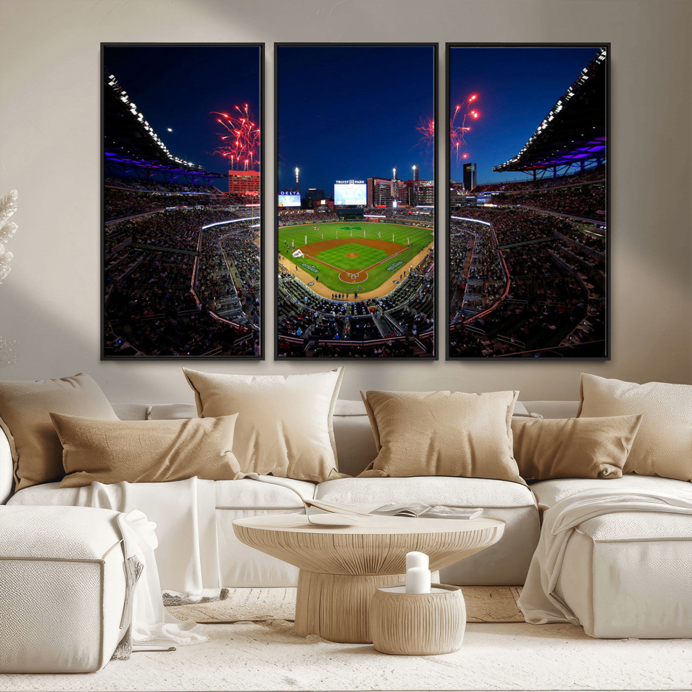 MGV-FC-48X32-3P - Truist Park Atlanta Braves Baseball Stadium Wall Art Print | Large 3-Panel Canvas Print for Sports