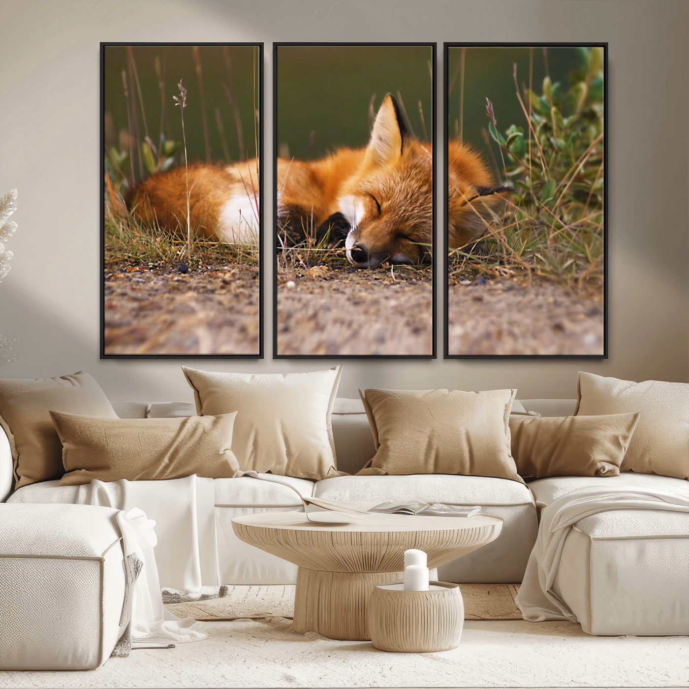 -Sleeping Fox Wall Art Canvas Print, Farmhouse Wall Decor and Animal Wall Art Print