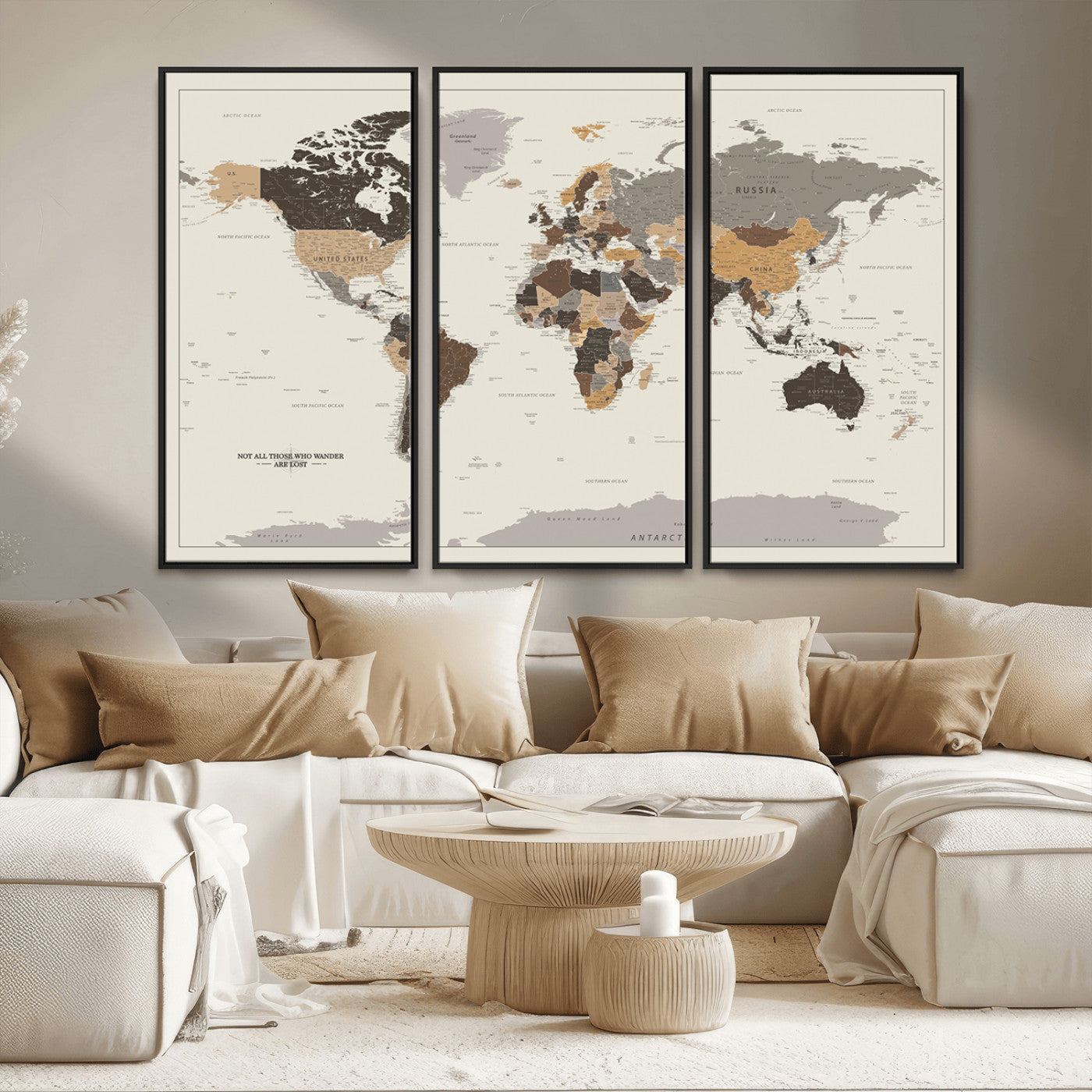 MGV-FC-48X32-3P - Push Pin World Map Canvas Print – Framed Wall Art for Couples to Track Their Travels – Anniversary