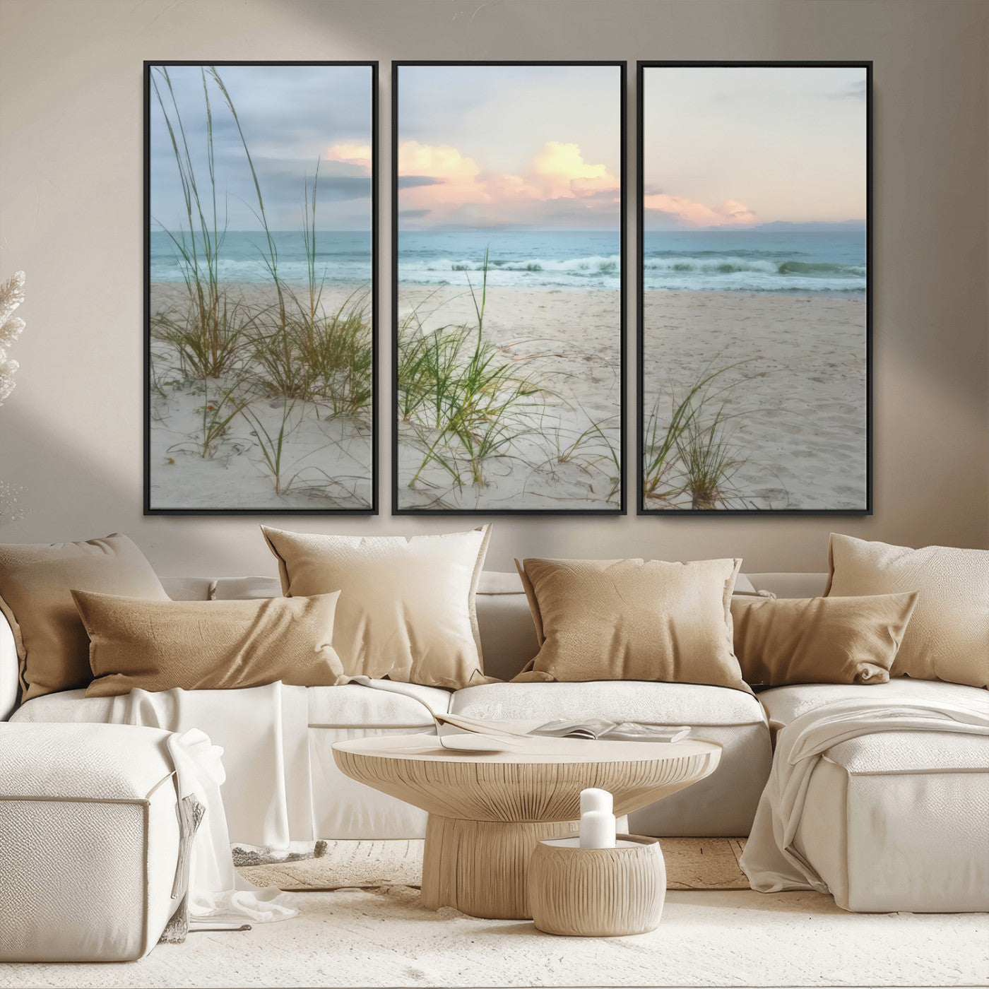 MGV-FC-48X32-3P - Flight Over Coastal Beach Landscape, Flight Over Coastal Beach Print Canvas Wall Art