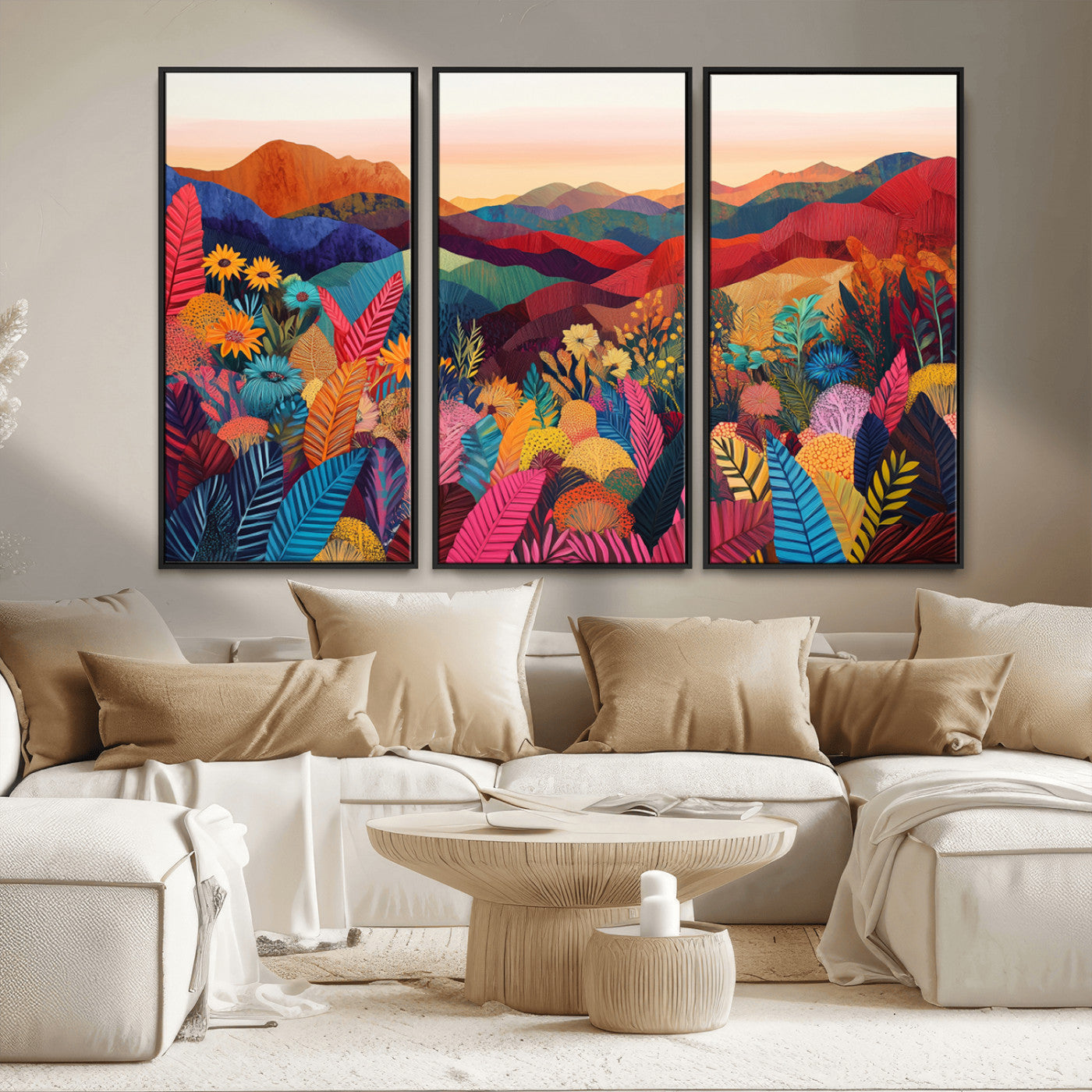 MGV-FC-48X32-3P - YAYOI KUSAMA Abstract Print - Landscape Canvas Wall Art Print - Vibrant Modern Decor for Living