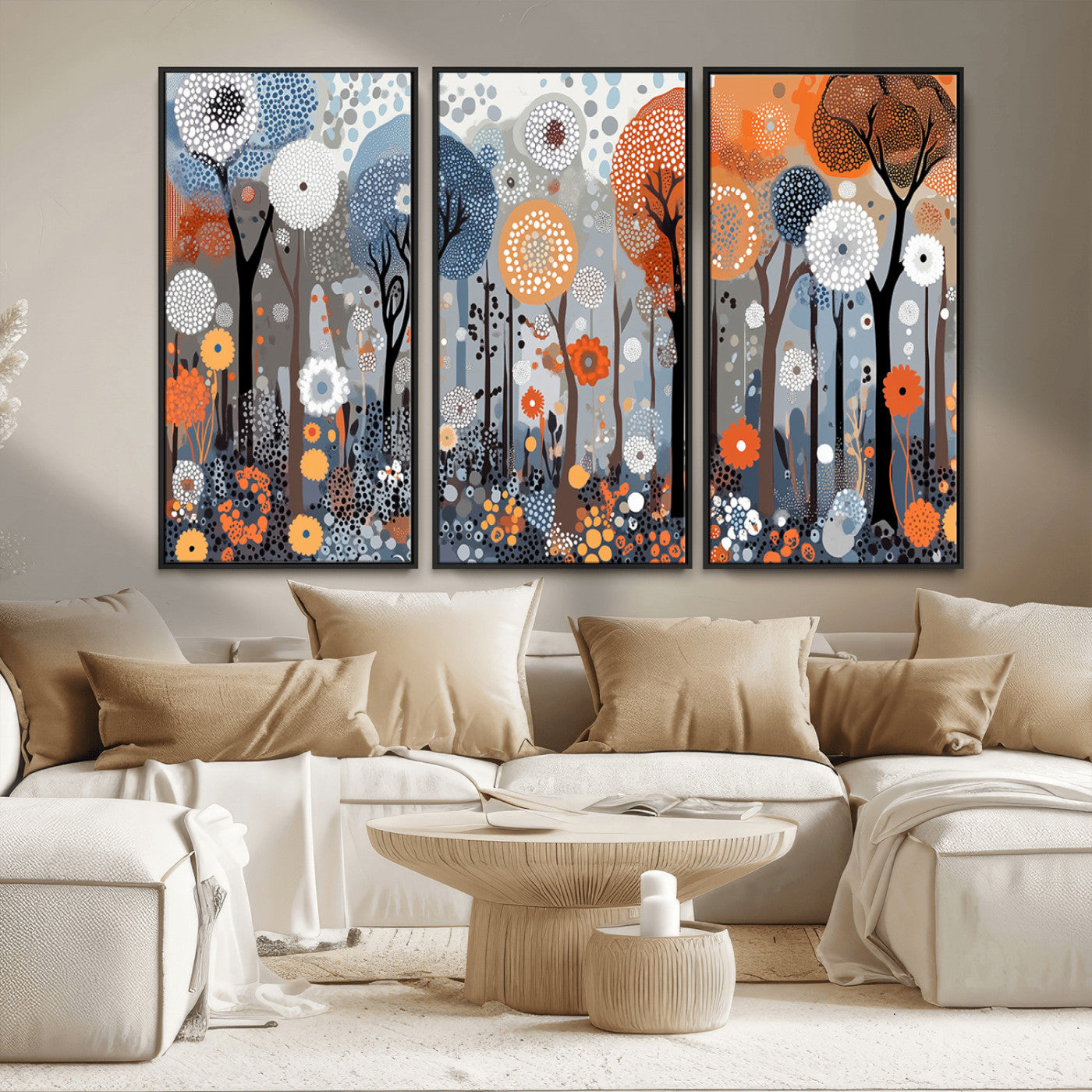 MGV-FC-48X32-3P - Abstract Winter Landscape Canvas Wall Art Print - Large Colorful Nature Wall Decor