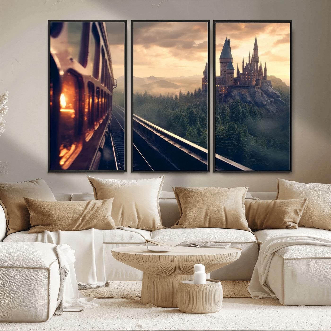 MGV-FC-48X32-3P - Harry Castle Wall Art Canvas Print, Wizard School Wall Art Print, Movie Wall Art Print