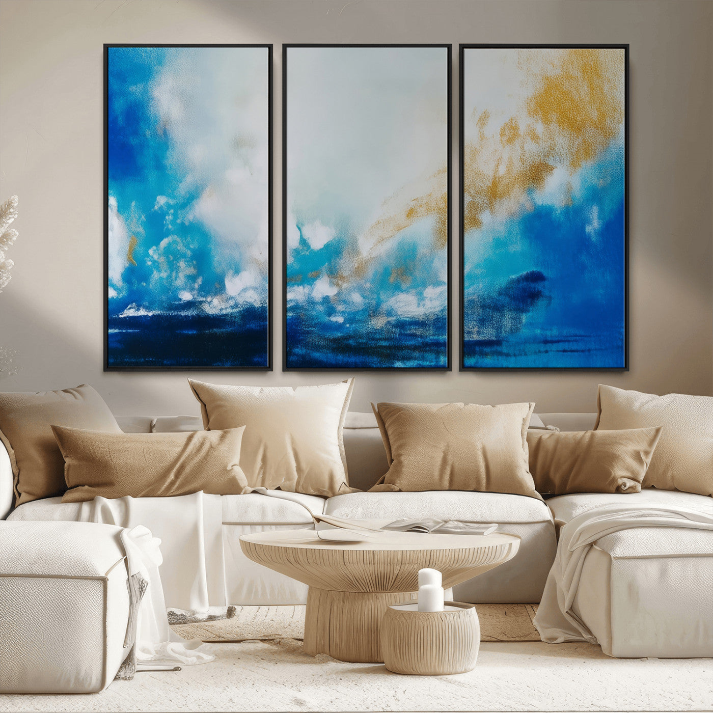 MGV-FC-48X32-3P - Blue Abstract Print - Dynamic Ocean-Inspired Canvas Wall Art