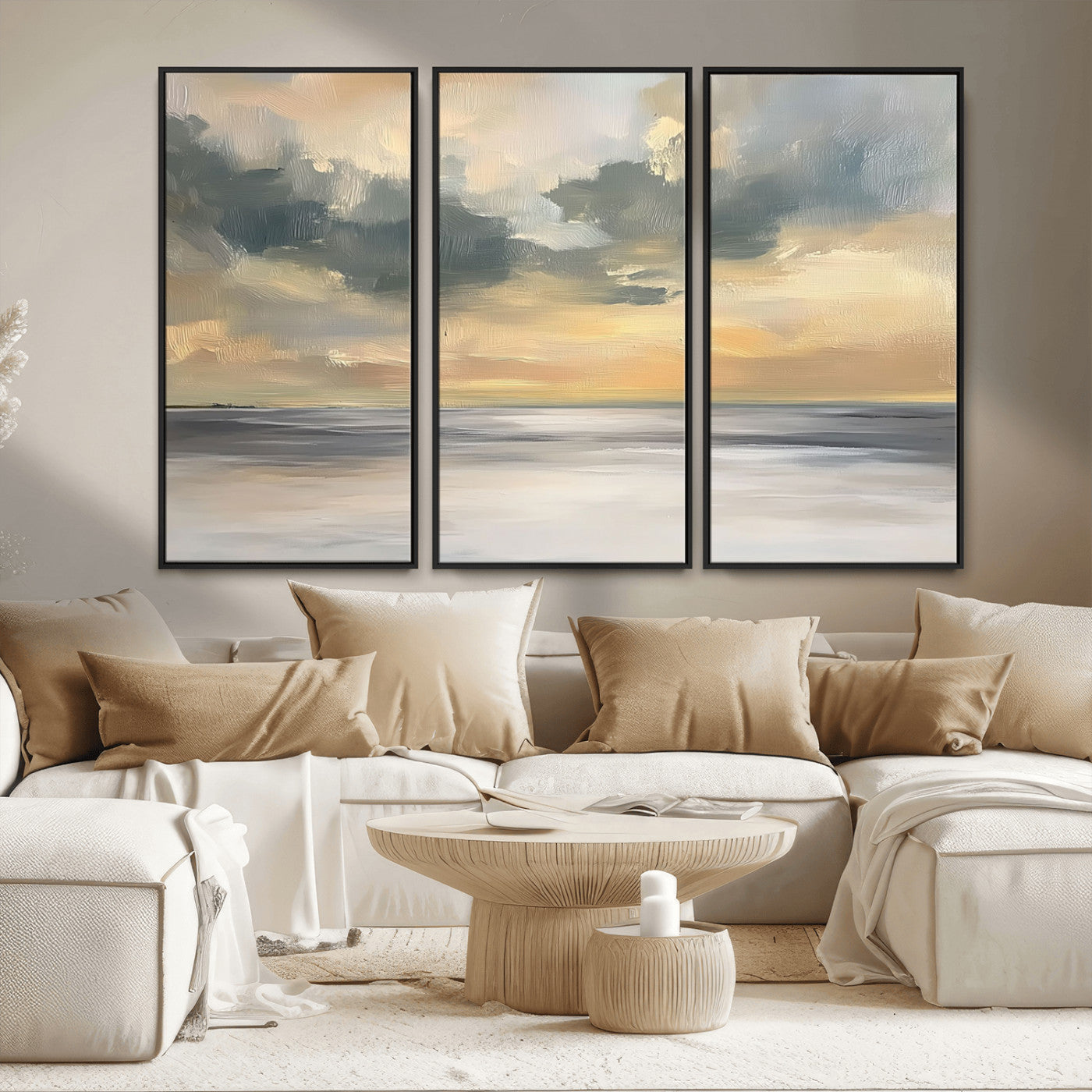 MGV-FC-48X32-3P - Modern Coastal Artwork with Vibrant Abstract Ocean Waves Wall Art Canvas Print for Contemporary