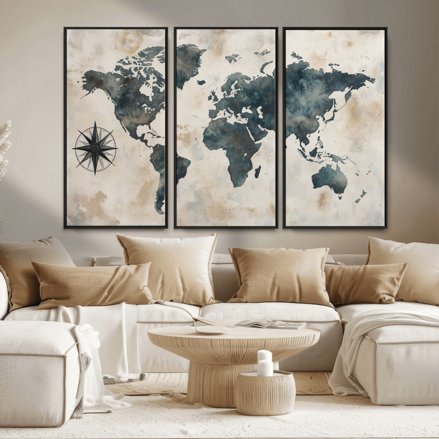 MGV-FC-48X32-3P - Push Pin World Map Canvas Print – Framed Wall Art for Couples to Track Their Travels – Anniversary