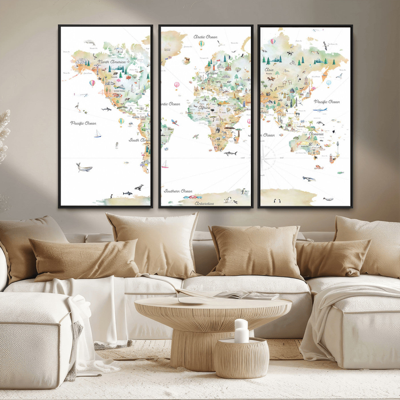 MGV-FC-48X32-3P - Push Pin World Map Canvas Print – Framed Wall Art for Couples to Track Their Travels – Anniversary