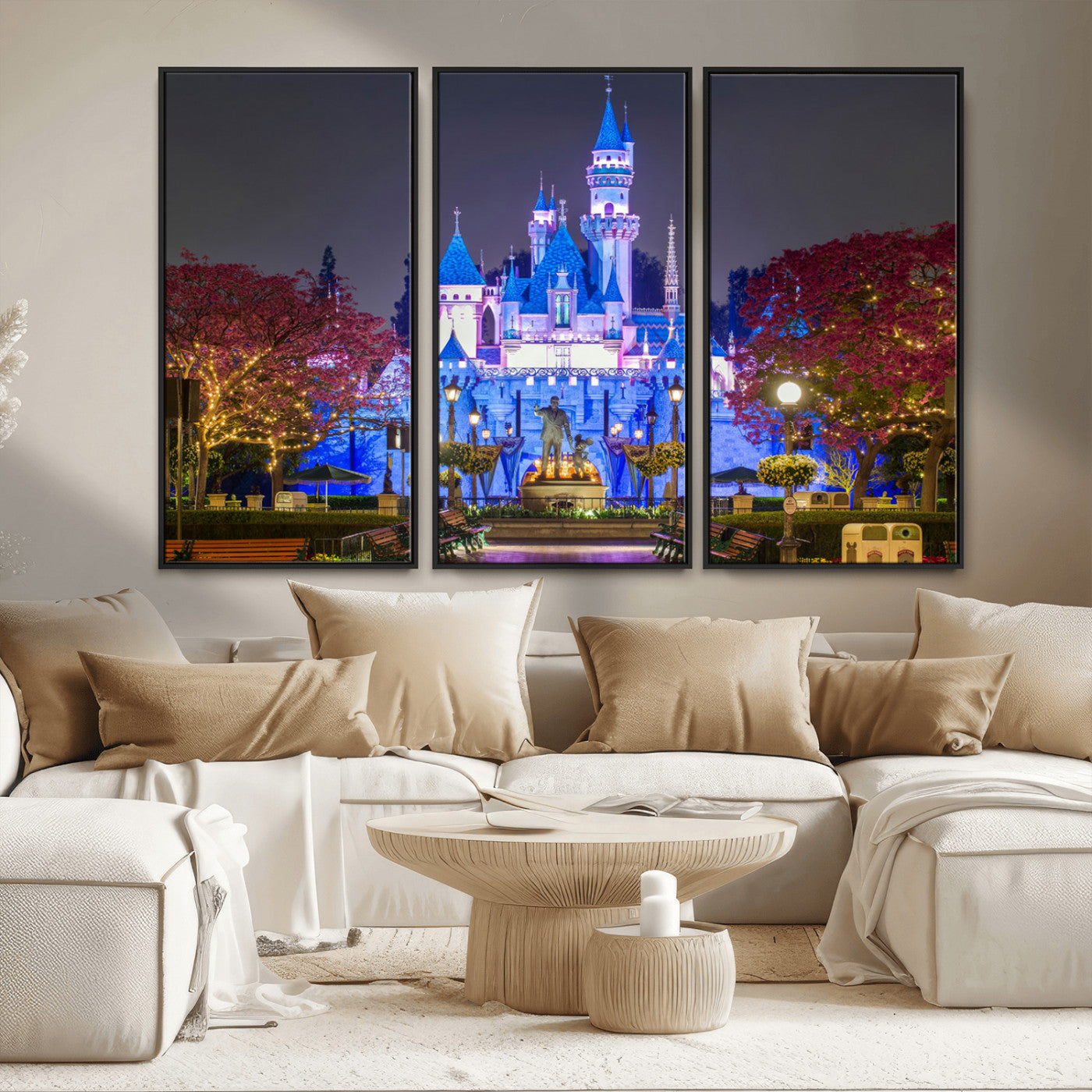 66710-MGV-FC-48X32-3P_Black-Large Disney Castle Wall Art Canvas Print - Magic Kingdom Kids Room Decoration Disney World