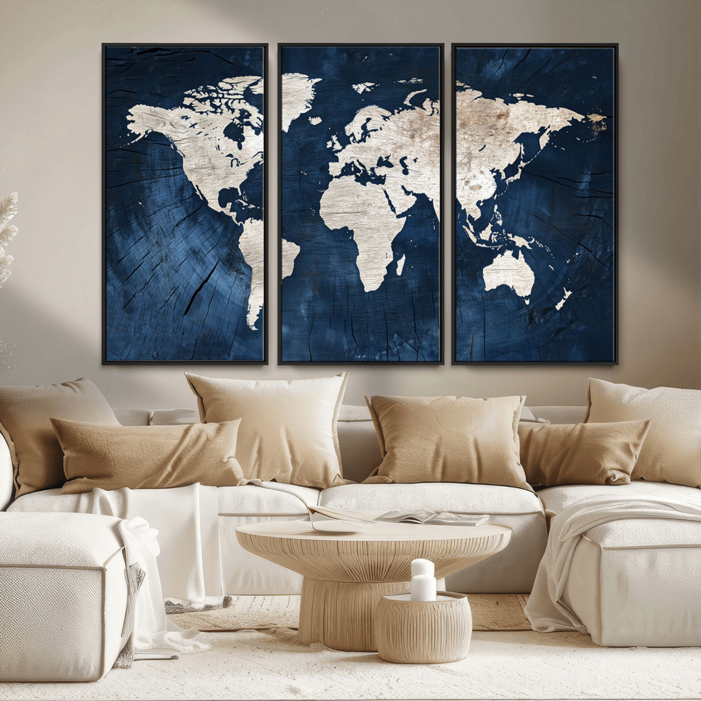 MGV-FC-48X32-3P - Push Pin World Map Canvas Print – Framed Wall Art for Couples to Track Their Travels – Anniversary