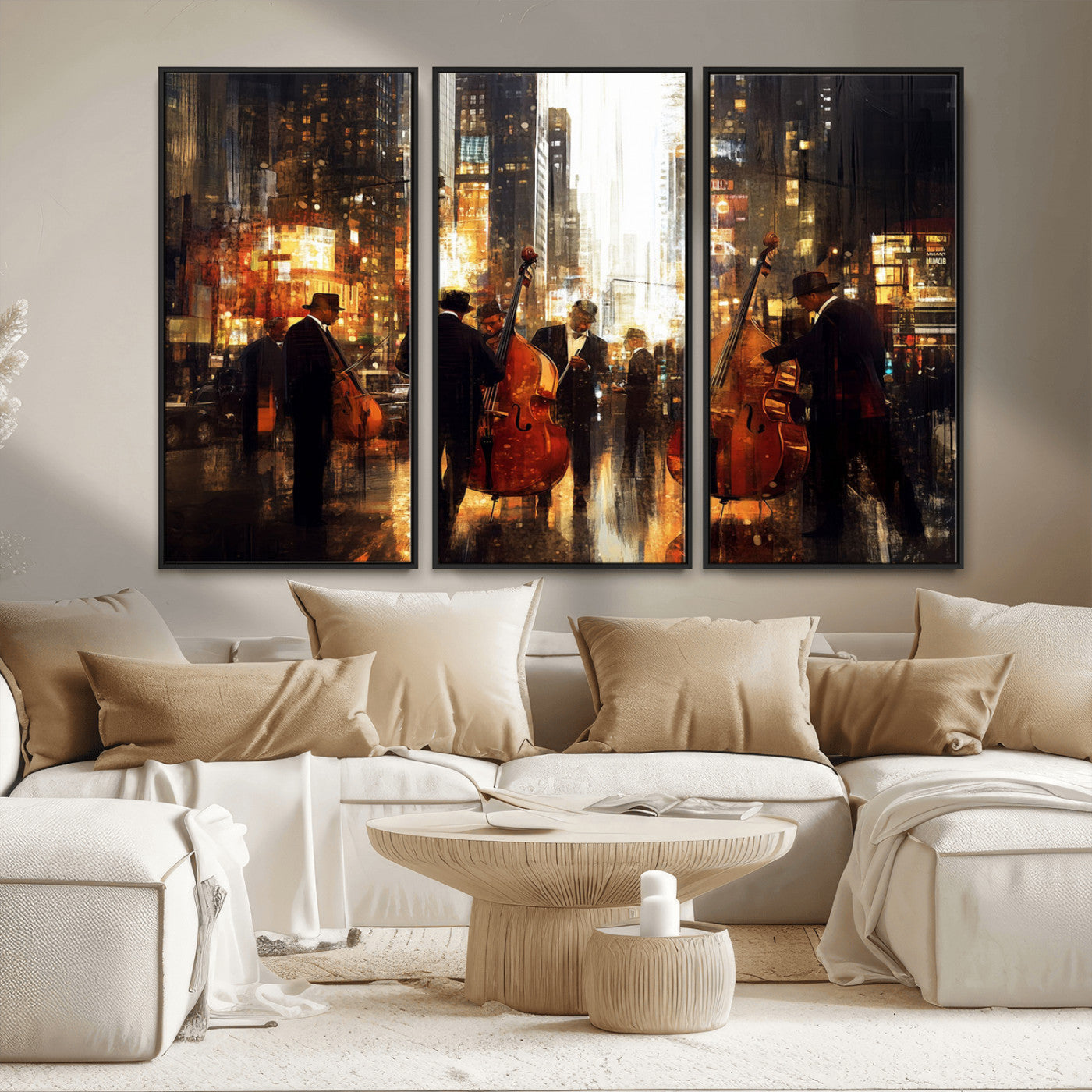 MGV-FC-48X32-3P - Abstract Jazz Art Wall Art Canvas Print - Framed Abstract Music Canvas - Colorful Instrument Poster