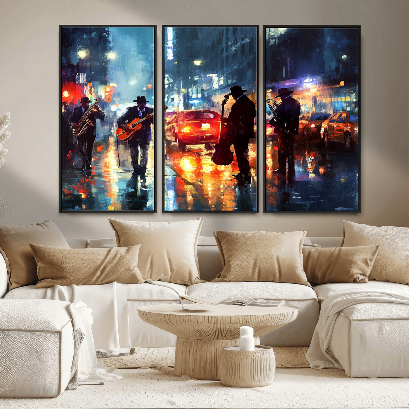 MGV-FC-48X32-3P - African American Jazz Canvas - Abstract Music Wall Art Print - Abstract Jazz Wall Art Framed Prints