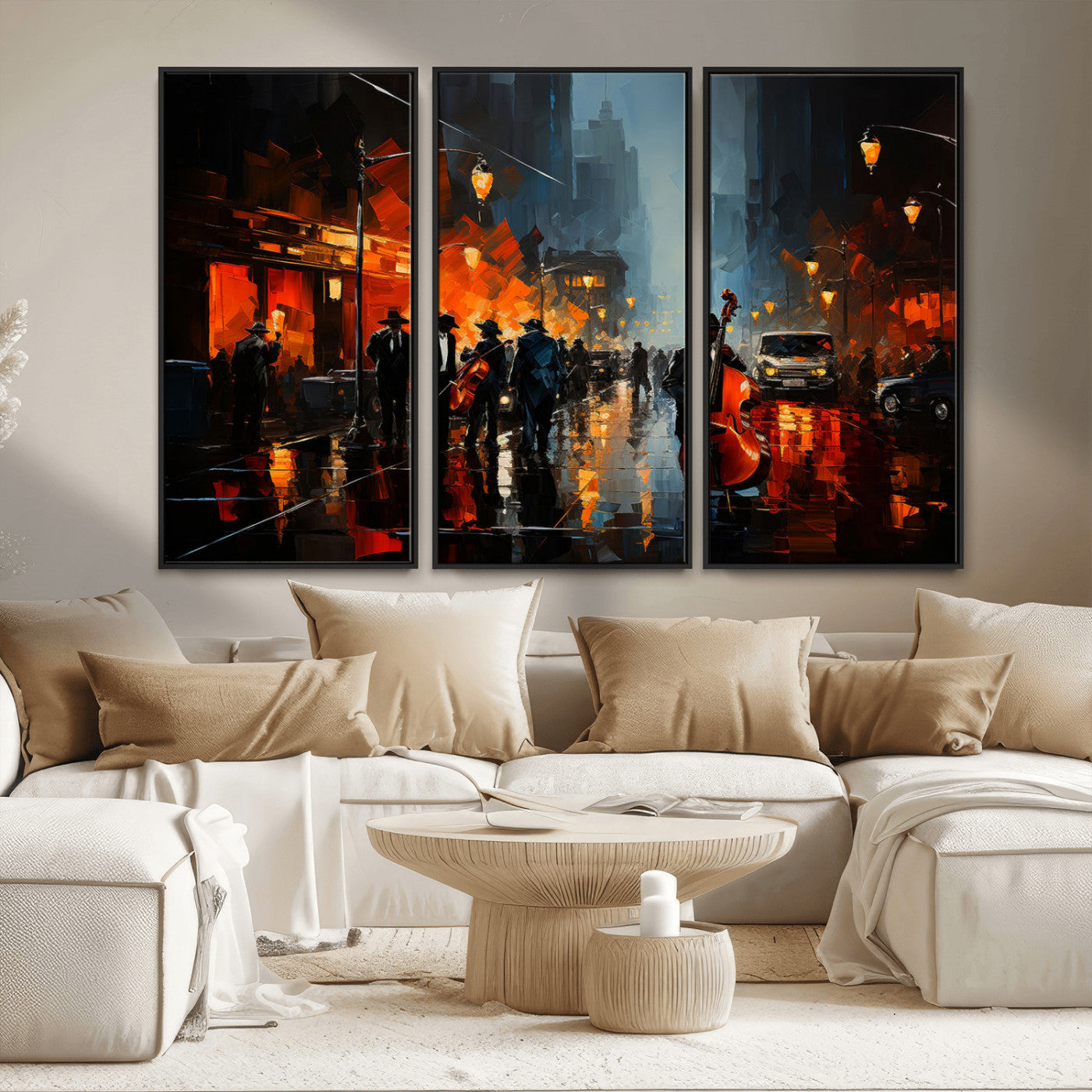 MGV-FC-48X32-3P - Winston Porter Jazz Wall Art - African American Music Canvas - Abstract Colorful Music Art - Framed