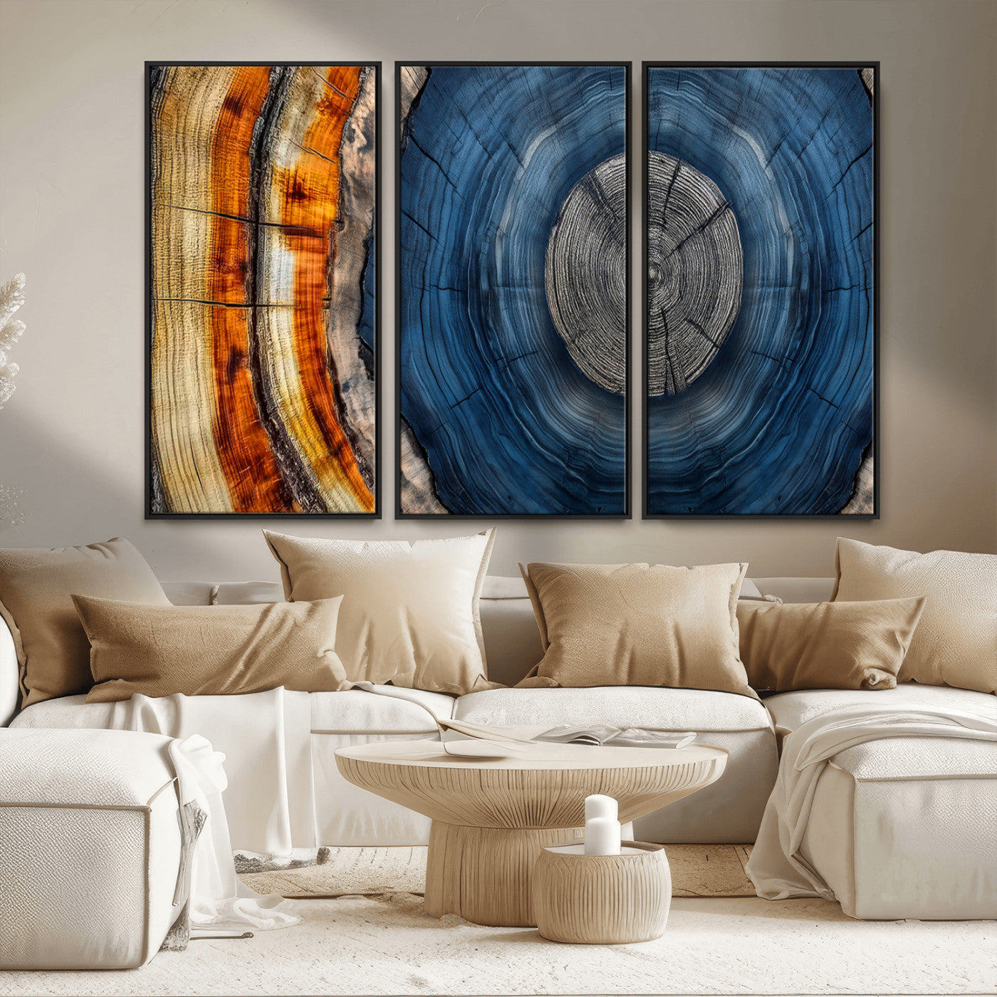 84489410-MGV-CV-36X24-Abstract Framed Tree Rings Wall Decor, Wood Grain Rings Artwork Print, Nature Woodland Modern Wall Decor for Barn Wall, Farmhouse Decor