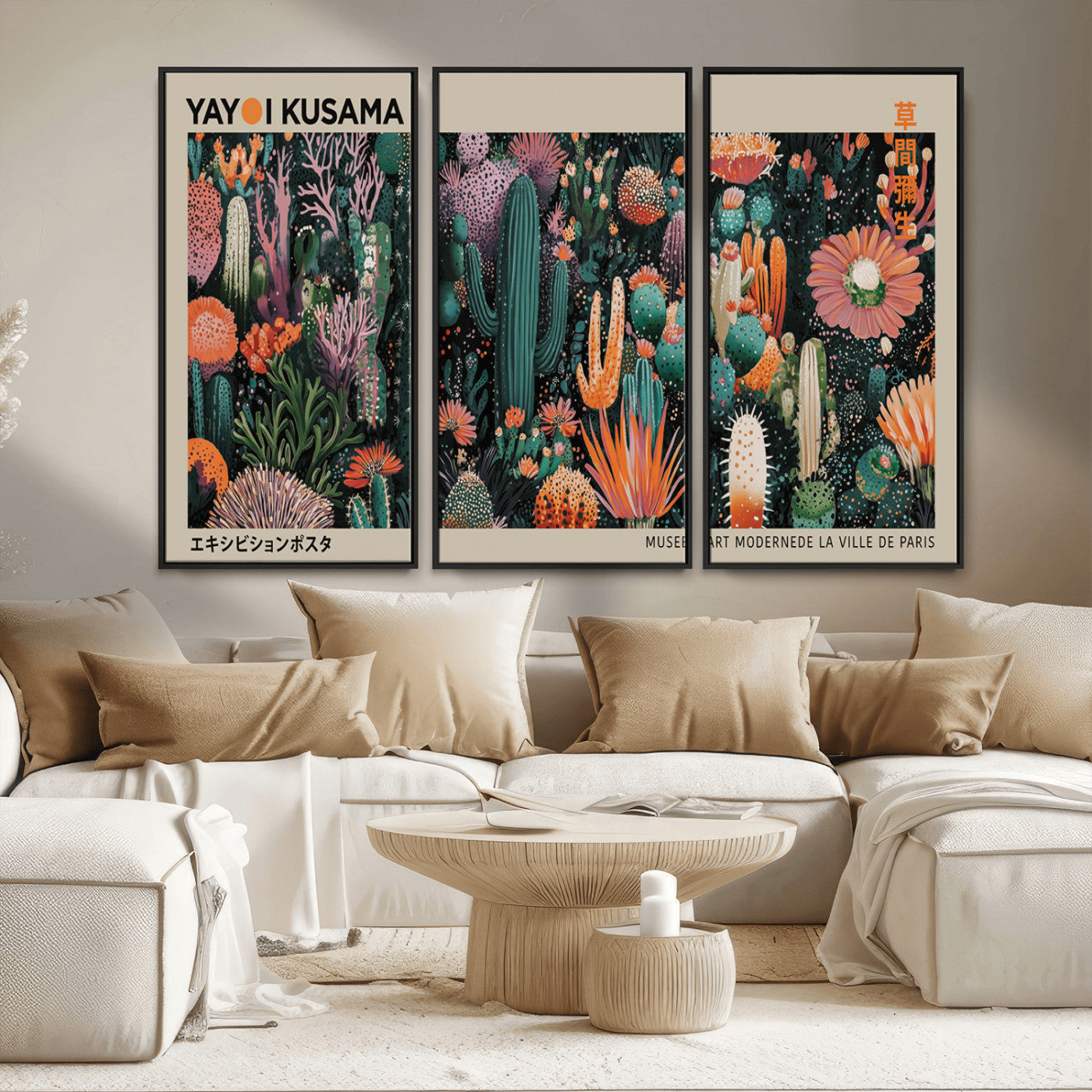 MGV-FC-48X32-3P - Yayoi Kusama Art Print, Yayoi Kusama Canvas Wall Art, Abstract Mount Fuji Canvas Print, Japanese