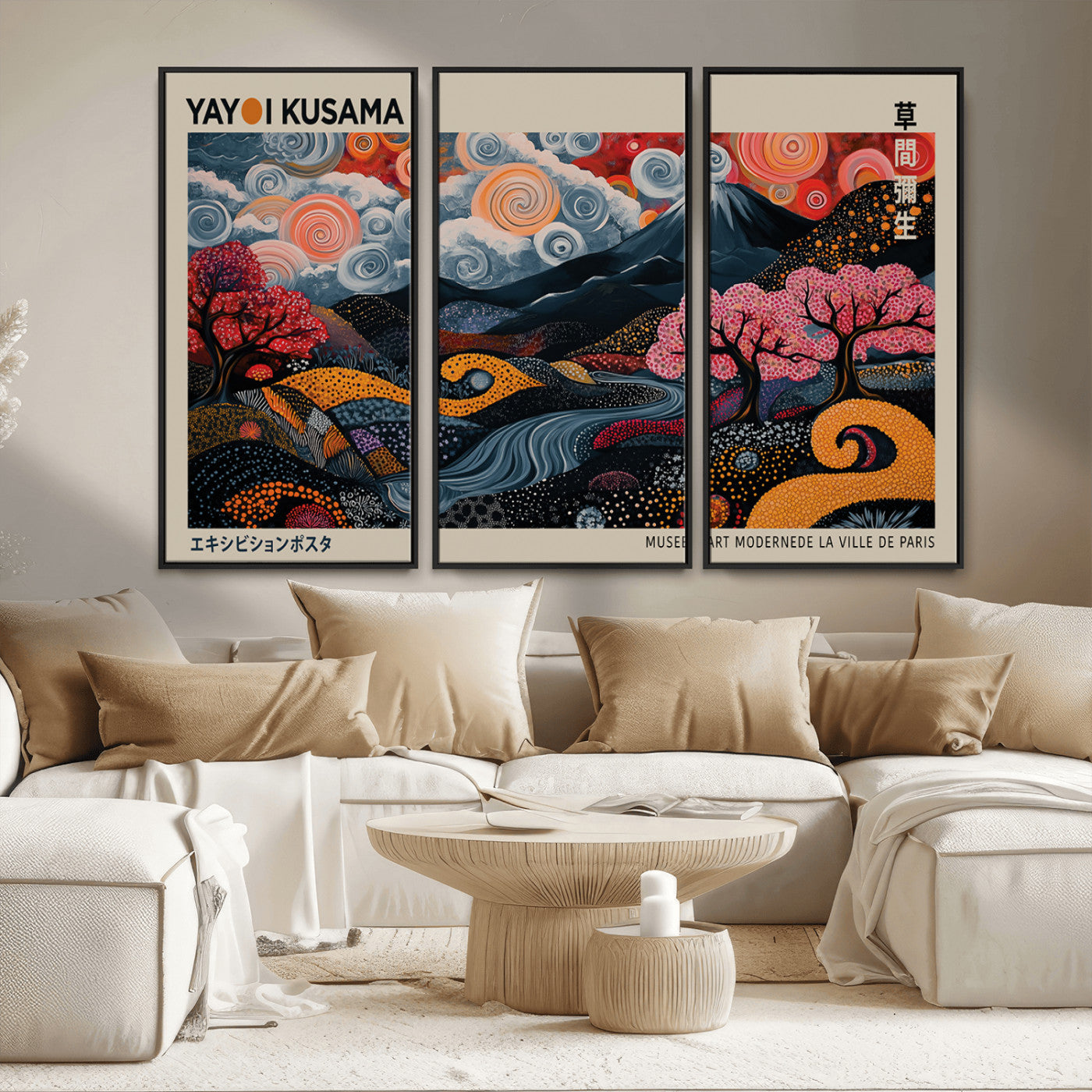 MGV-FC-48X32-3P - Modern Japanese Wall Art Print Yayoi Kusama Canvas