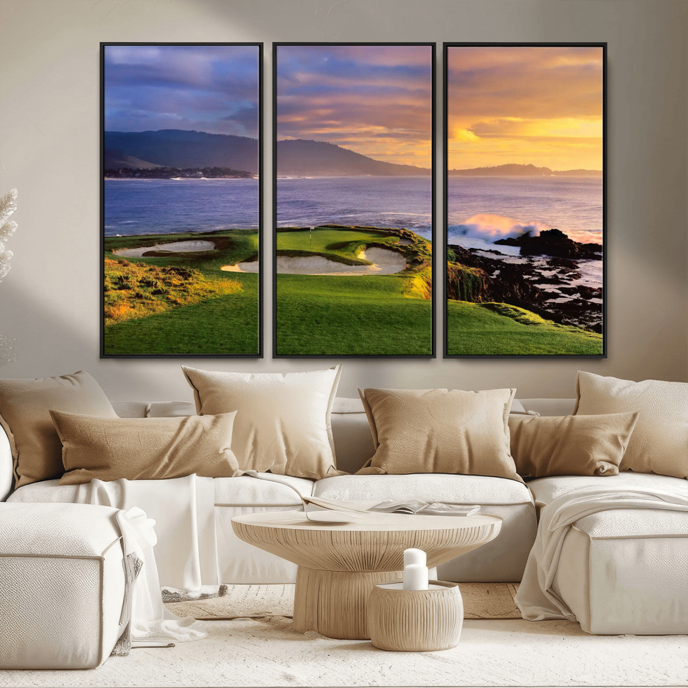 73699248-MGV-CV-36X24-Pebble Beach Golf Links Wall Art Canvas Print – Iconic Coastal Golf Course Artwork, Perfect for Office, Man Cave, or Golf Lover’s Decor