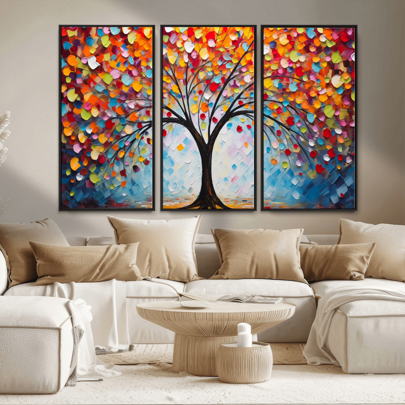 -Vibrant Tree of Life Canvas Wall Art – Colorful Abstract Nature in Modern Decor - Ready to Hang