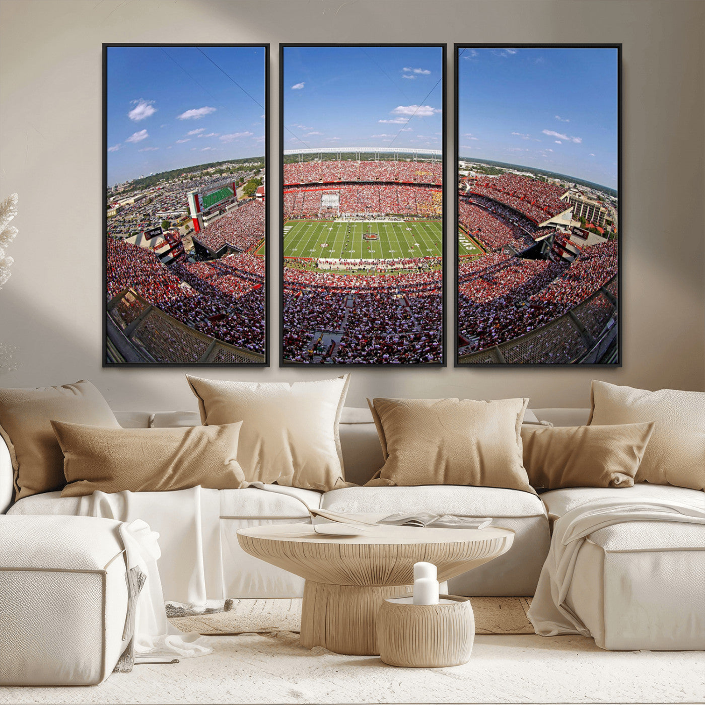 29492070-MGV-FC-48X32-3P - William Brice Stadium Wall Art Canvas Print – Stadium Crowd Sports Field Outdoor Event Football Game Artwork for Home Office